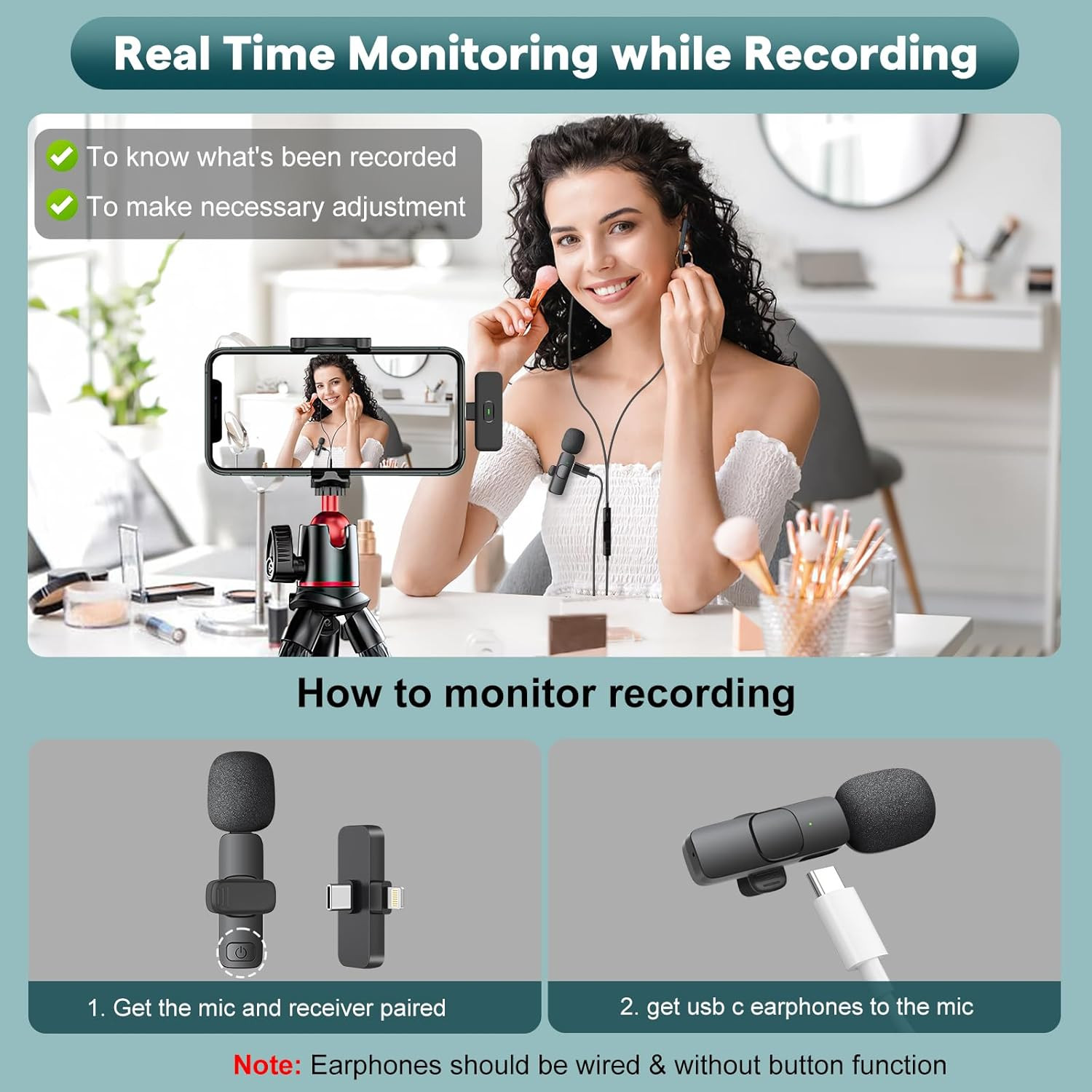 MAYBESTA Wireless Mini Microphone for Iphone, Android Phone – Lavalier Lapel Mic