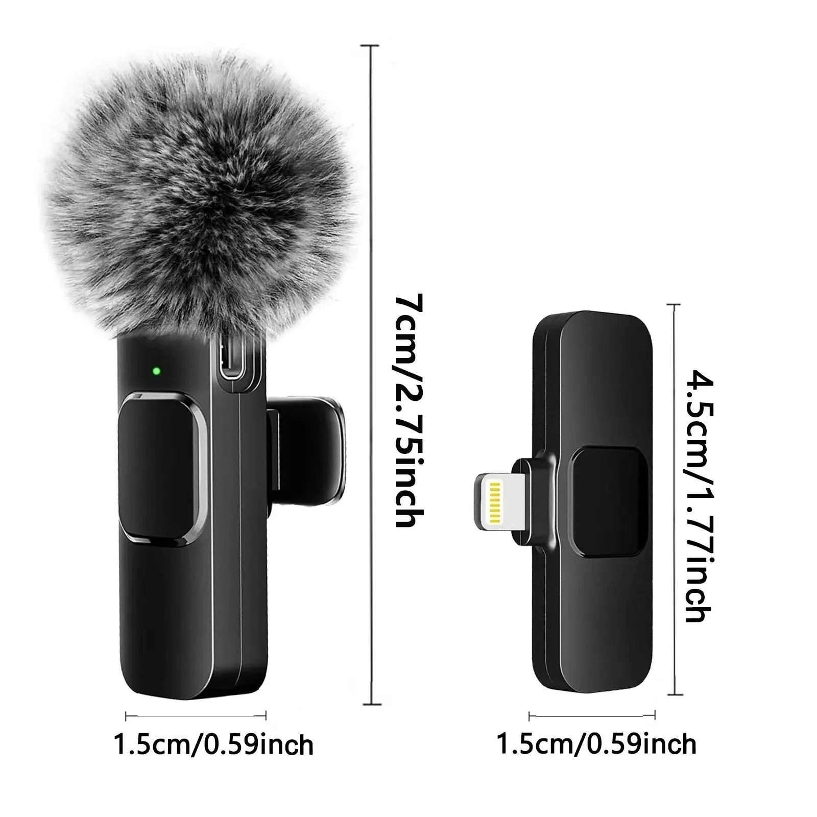 Wireless Lavalier Microphone Mini Clip Mic for iPhone Android Laptop Live Video