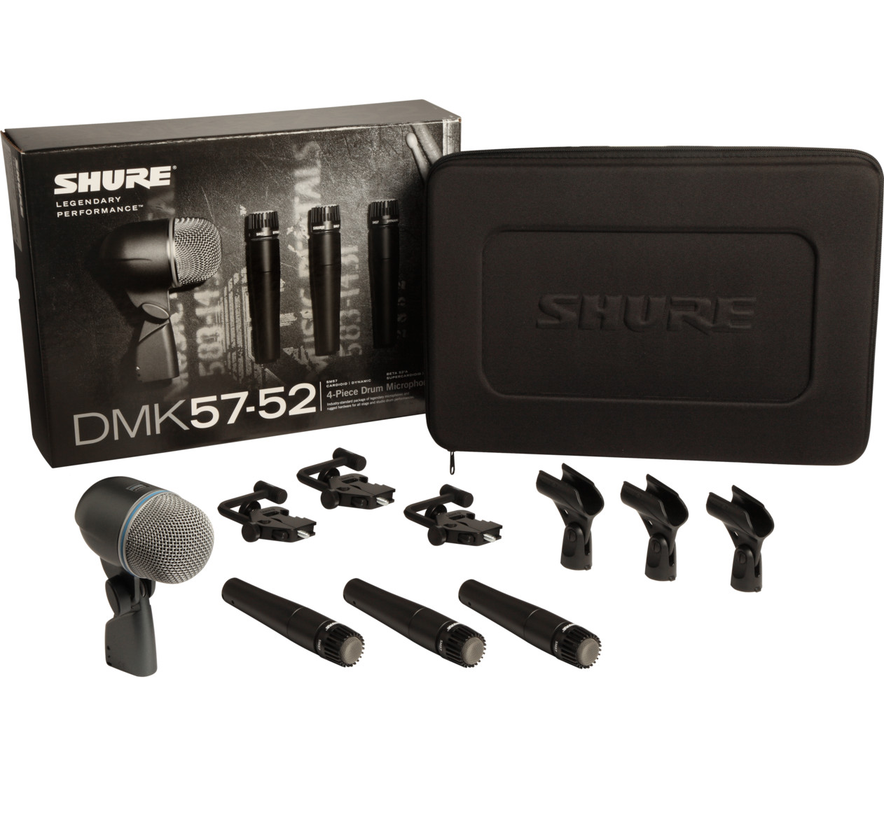 Shure DMK57-52 Drum Microphone Kit w/ SM57 Mic, BETA52A Kick Drum Mic, and mount