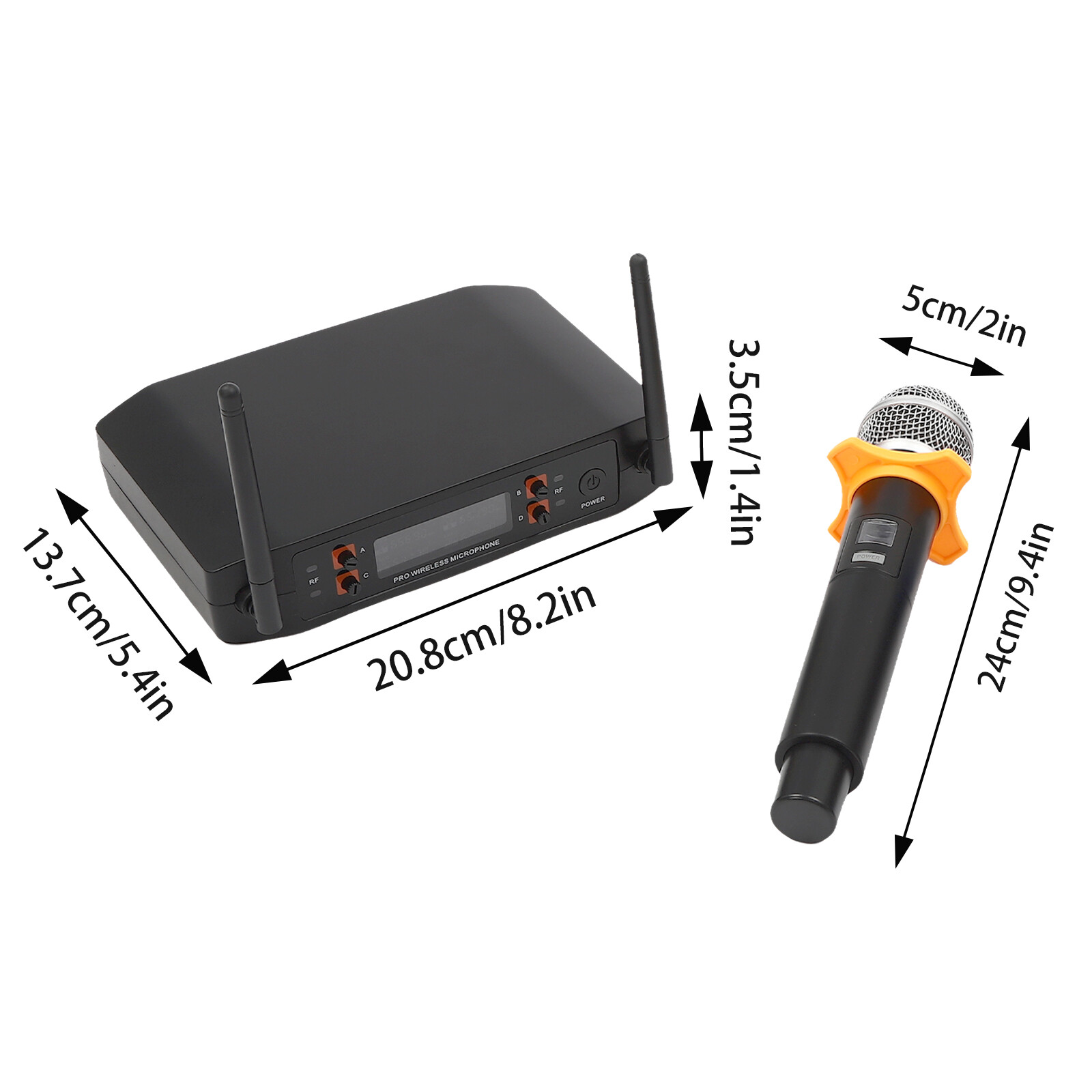 4* Handheld Microphones Wireless Microphone System Black With 1*Receiver 65.62ft