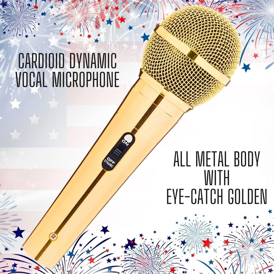 RhymKawa Sparkle Gold Dynamic Vocal Microphone with 10-FT XLR Cable