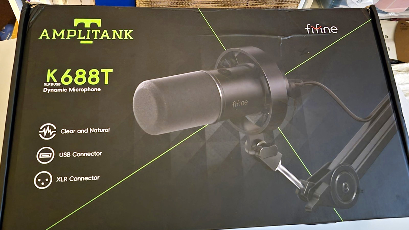 FIFINE Amplitank K688T Dynamic Microphone Black USB/XLR 3-Pin w/ Boom Arm
