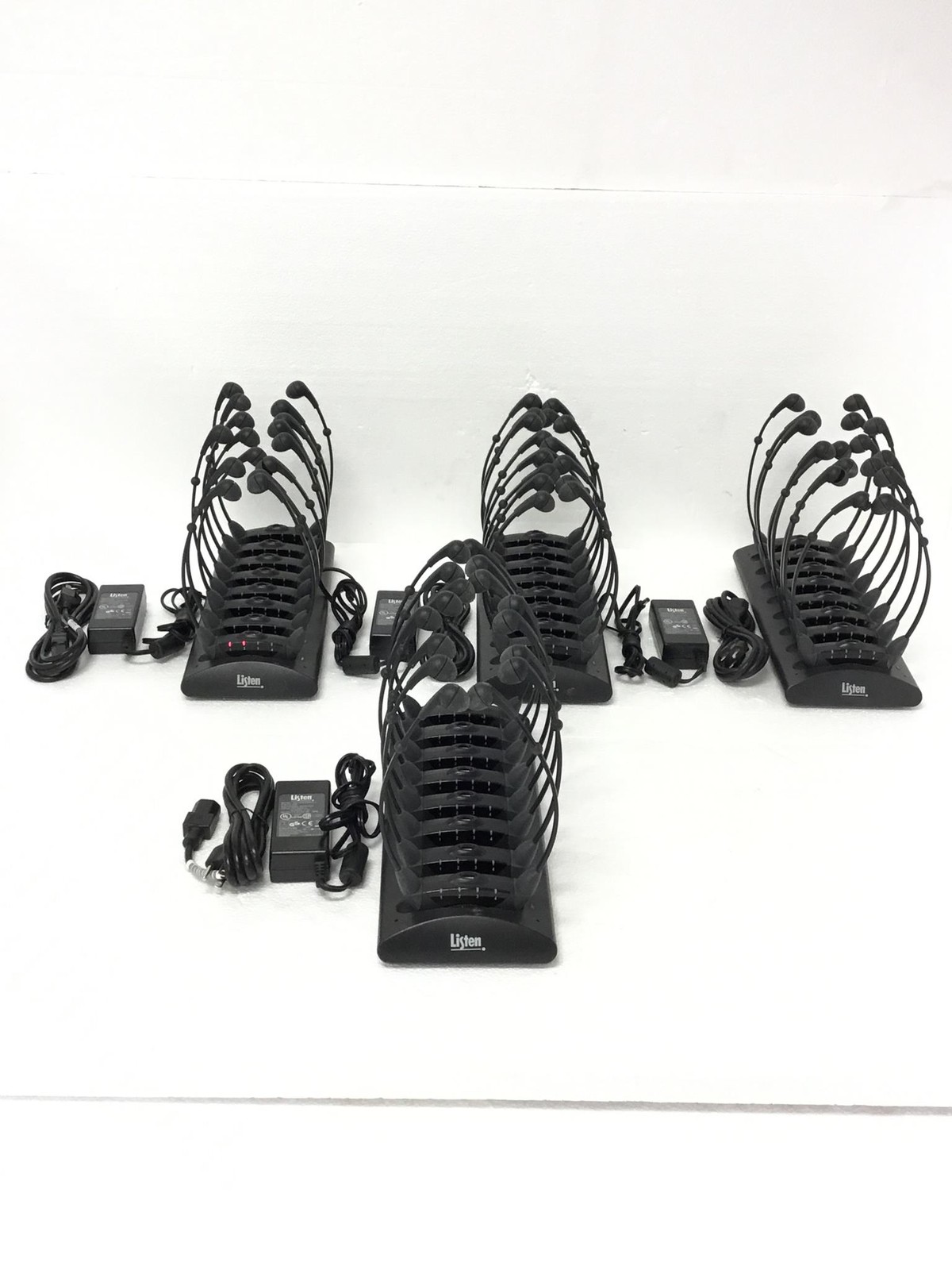 Lot of 8 Listen LR-42 Receiver w/ LA-350-8 Charger & Batteries Working QTY AV