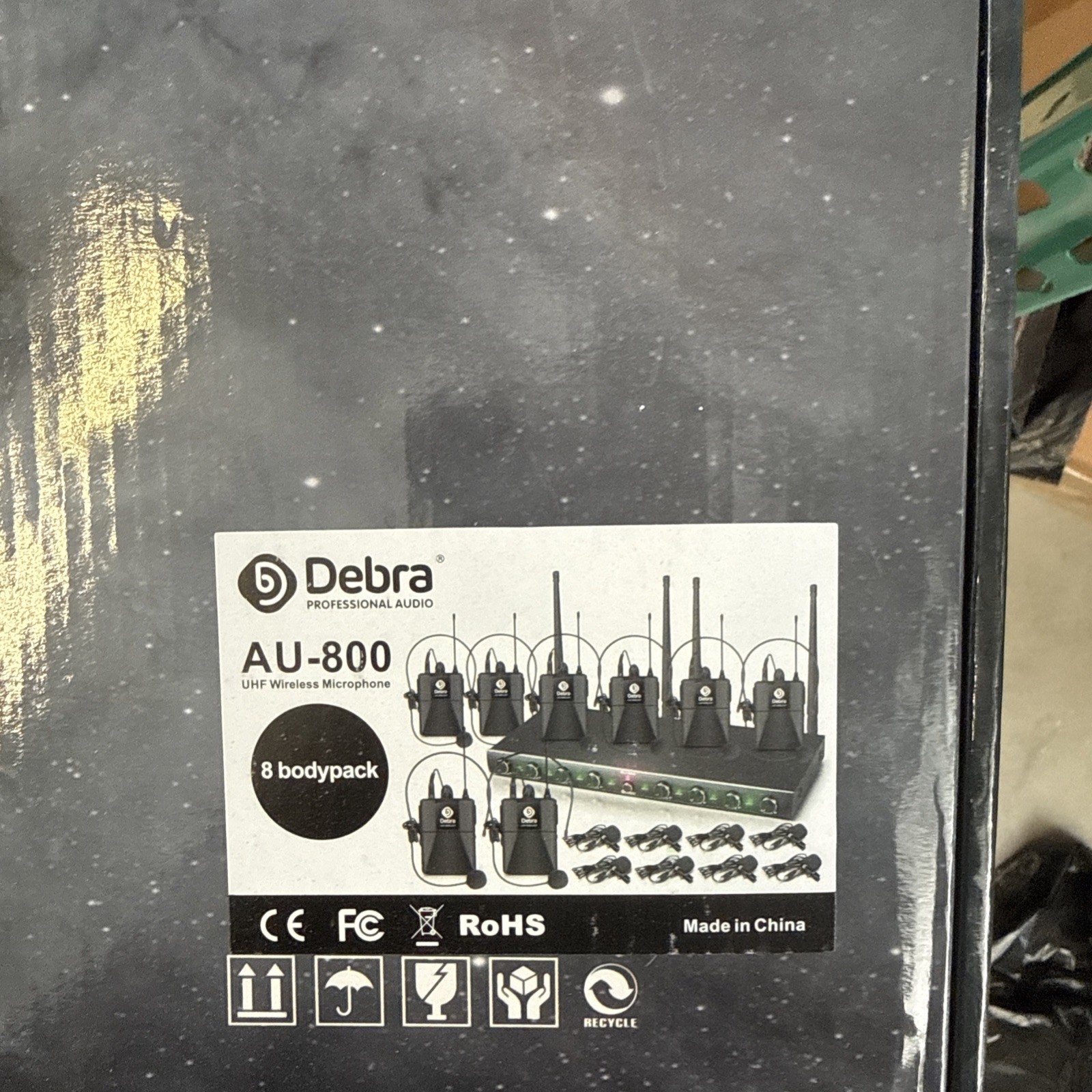 D Debra Audio AU800 Pro UHF 8 Channel Wireless Microphone System with Cordless H