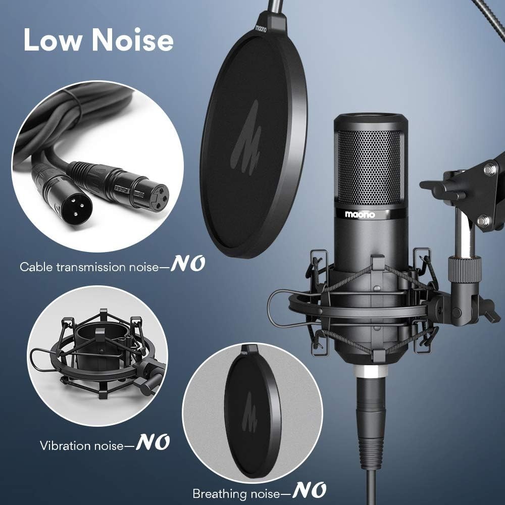 Professional XLR Condenser Mic Set | Boom Arm, Pop Filter