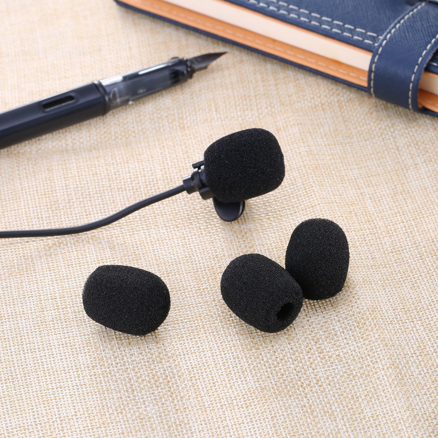 5 Pack Mini-Size Lapel Headset Microphone Windscreen, Black