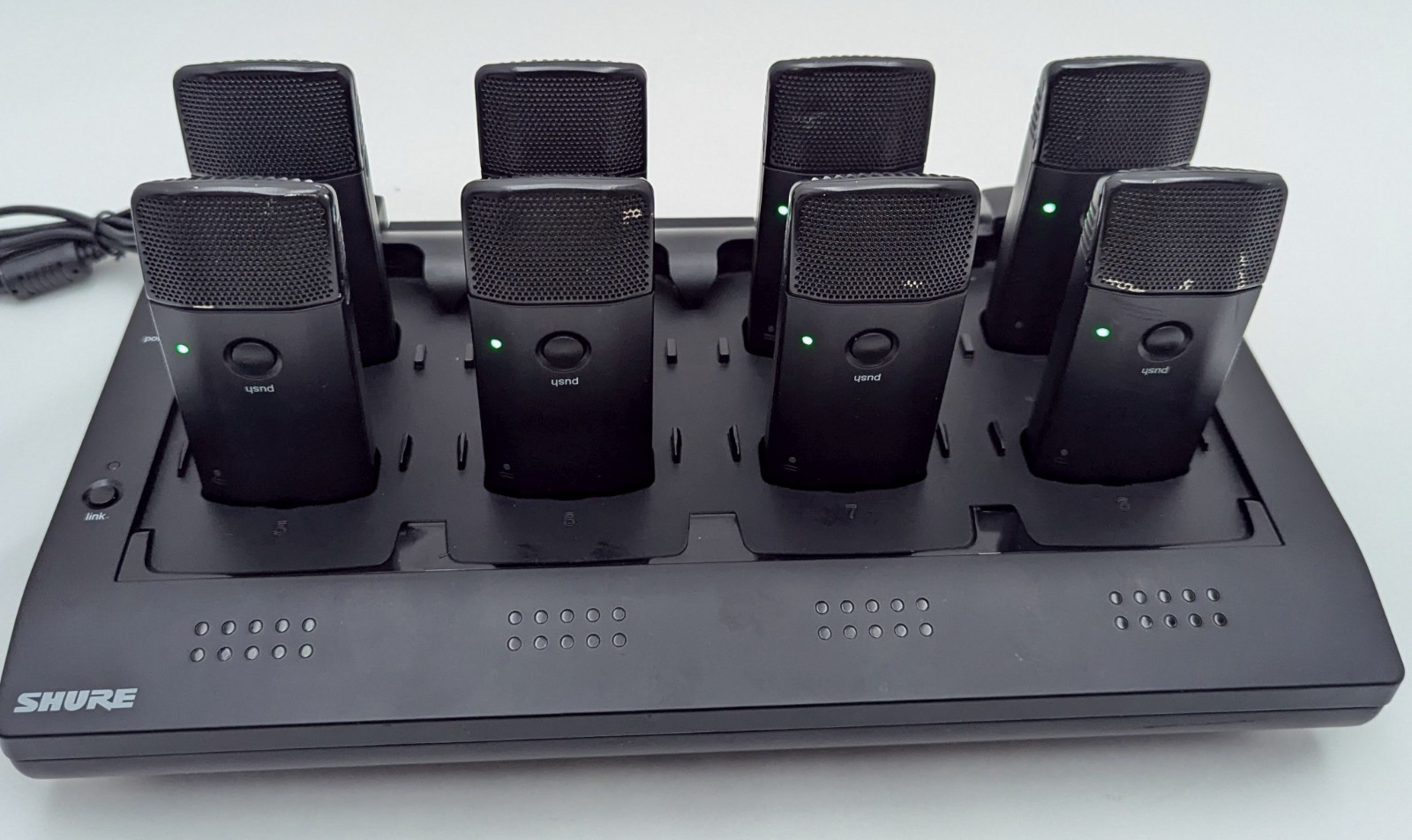 Shure MXWNCS8 8-Port Network Station Dock + 8x MXW6/C Z10 Wireless Transmitters