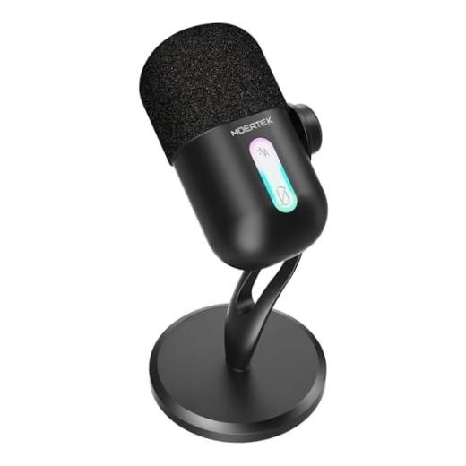 USB Microphone for PC, Cardioid Condenser Microphone with Active Noise