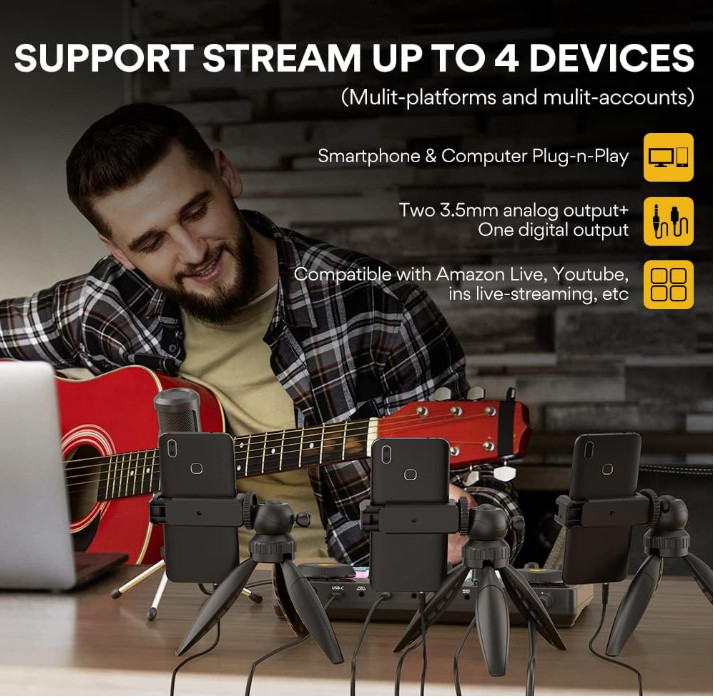 Kit Podcast con Mezclador Audio Micrófono 3.5 mm para Streaming y PC Móvil. Nuev
