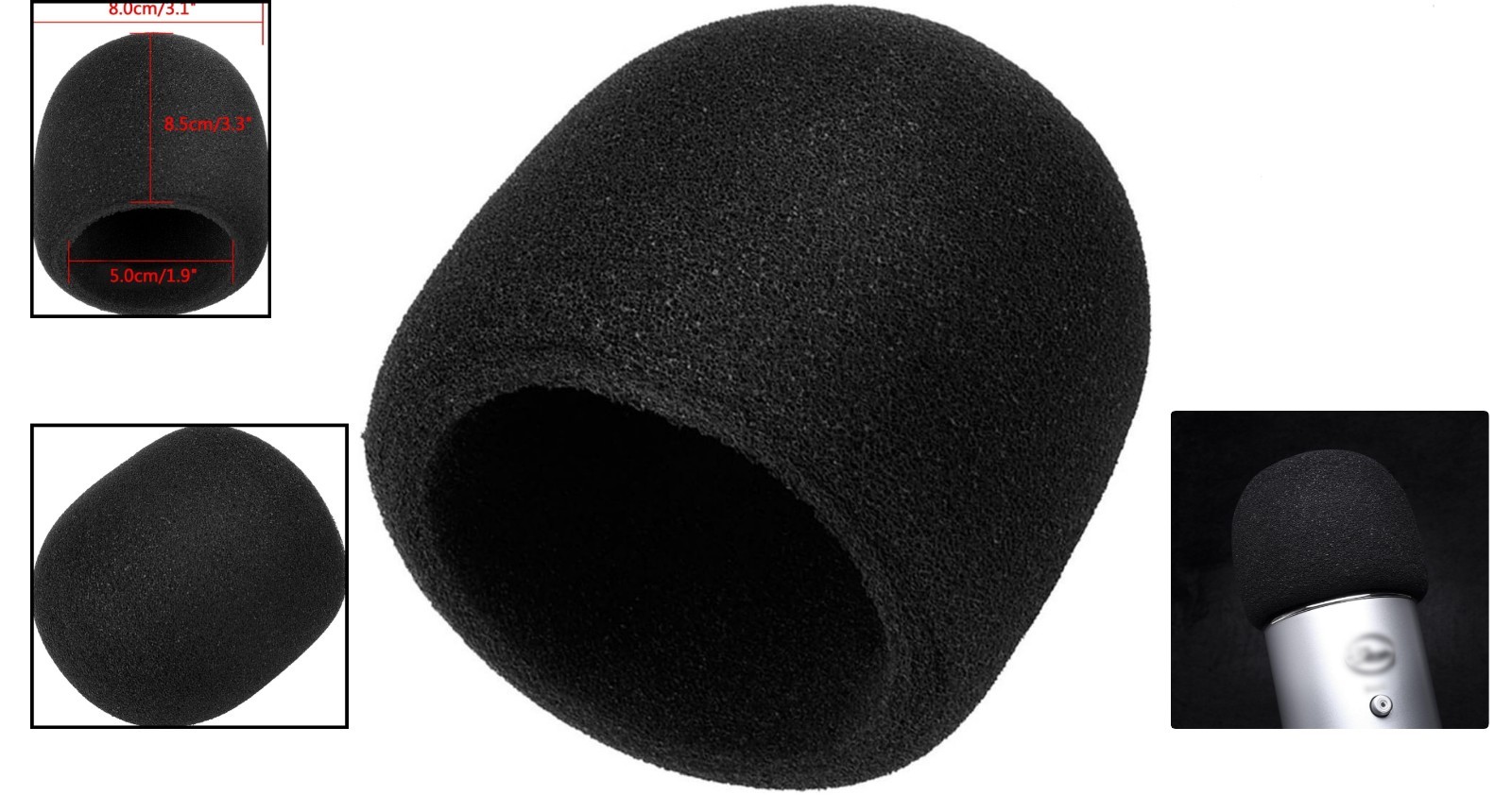 Large Pop Filter Foam Windscreen – Noise Reduction Cover for Streaming Mic