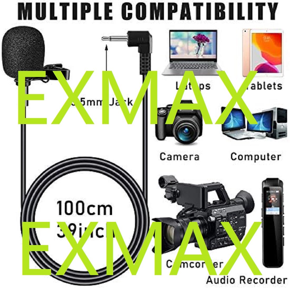 EXMAX® lavalier Lapel 1/8”(3.5mm) Jack Microphone for Voice Amplifier,Speakers