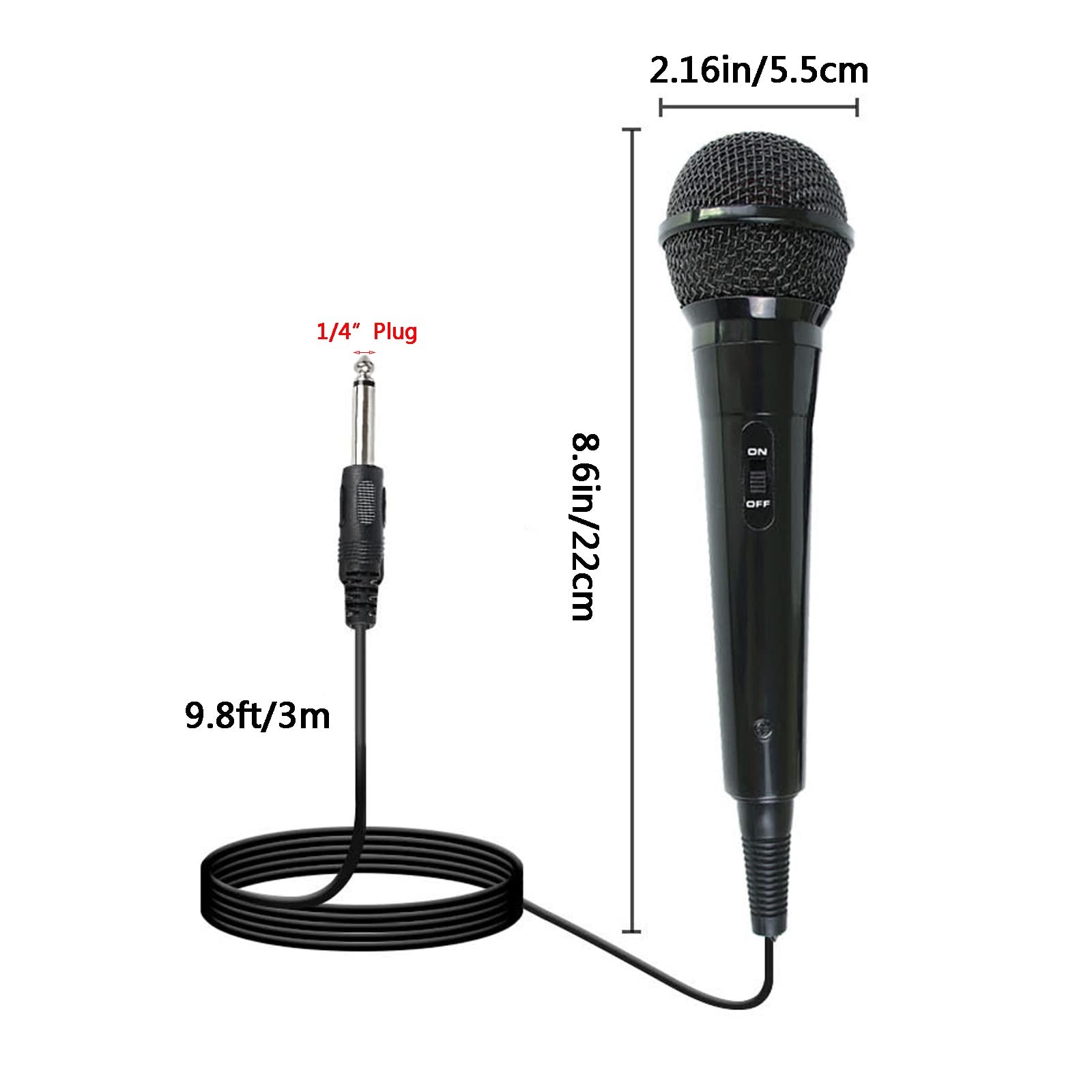Wired Dynamic Microphone 6.5mm Plug 3Meter Cable Handheld Karaoke Vocal Mic