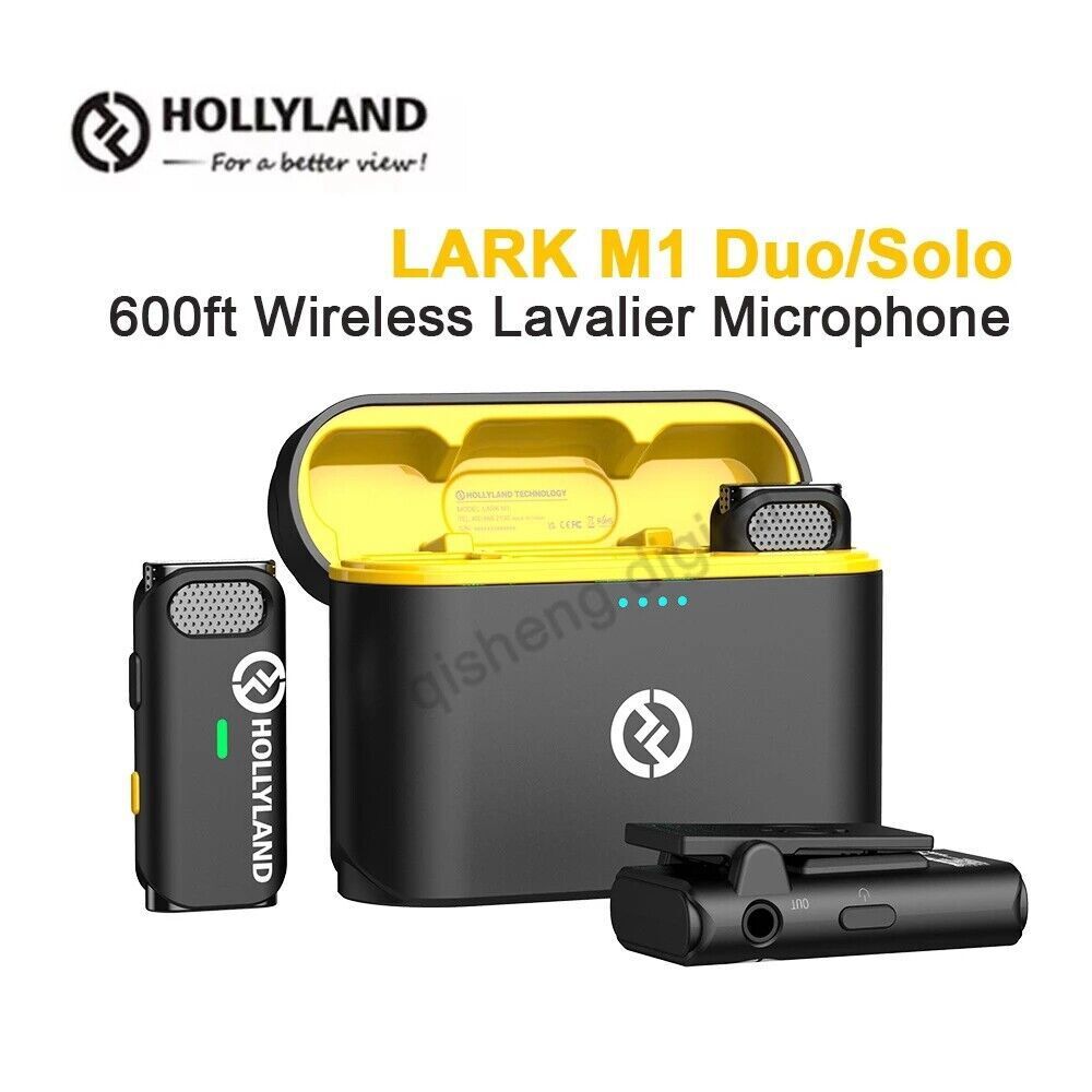 HOLLYLAND LARK M1 Duo 2.4g 600ft Wireless Lavalier Microphone Charging Case