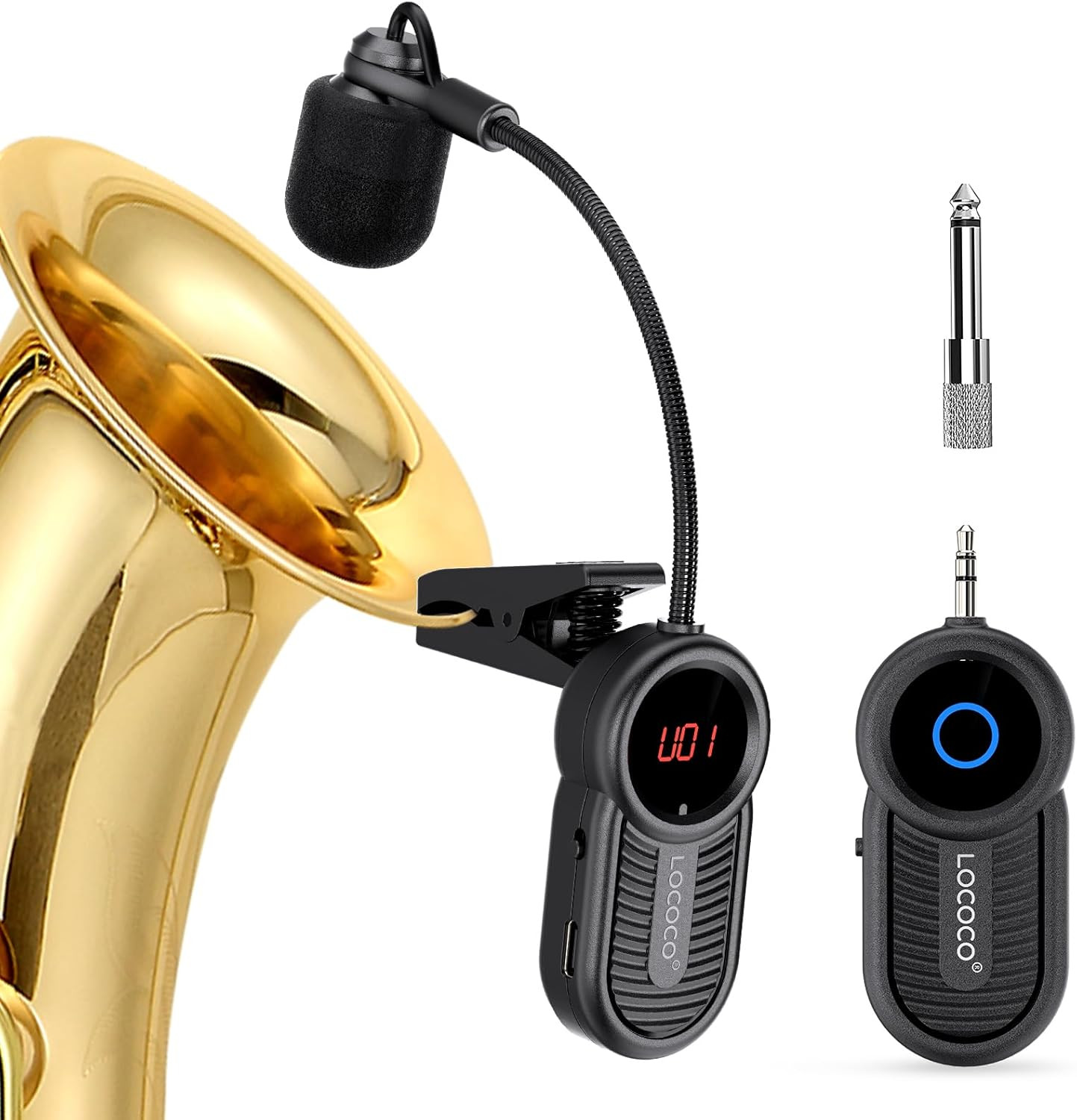 Wireless Saxophone Microphone System for Instruments: UHF Rechargeable Instrumen
