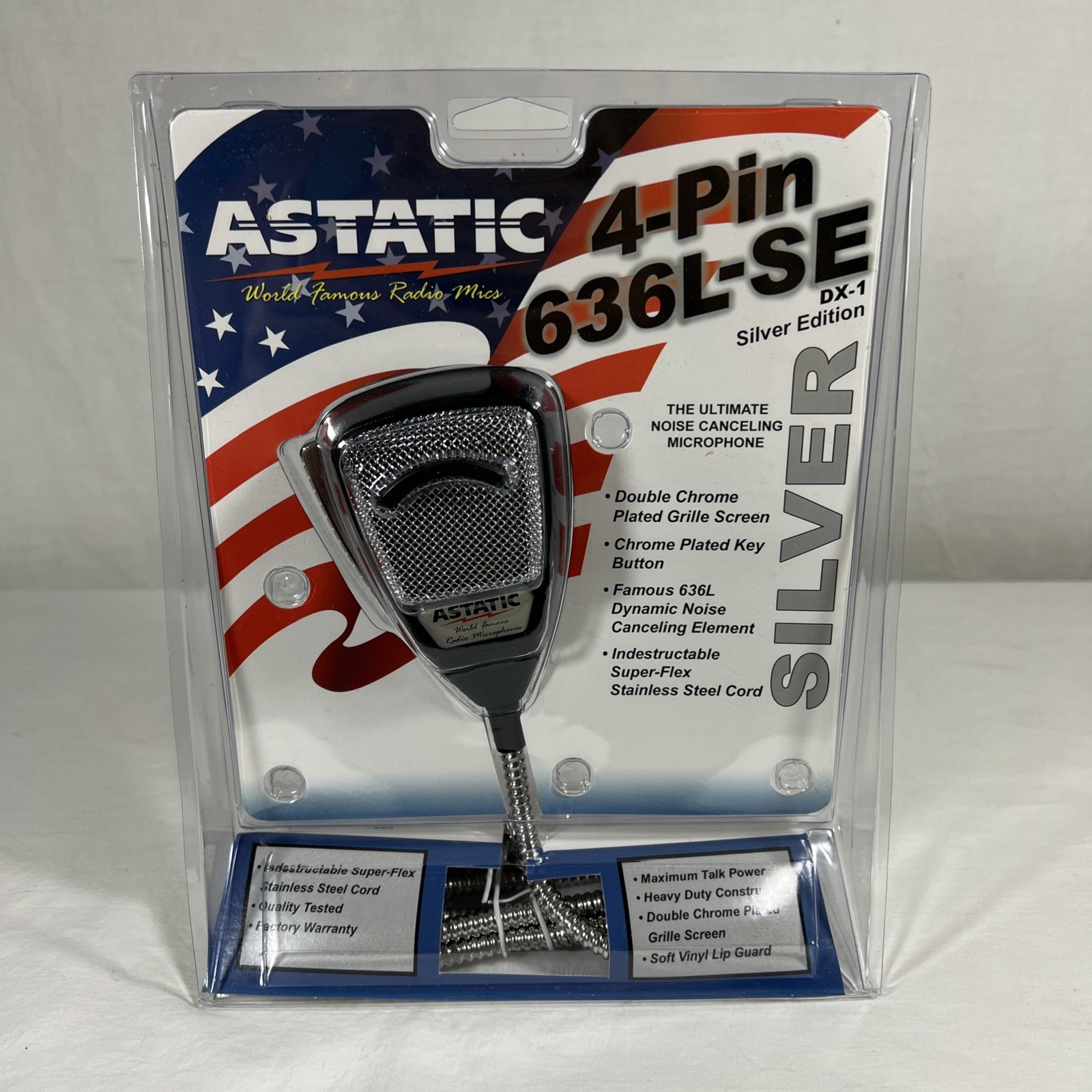 Astatic 636LSE Low Impedance Dynamic Element 4-Pin Microphone – Silver Edition