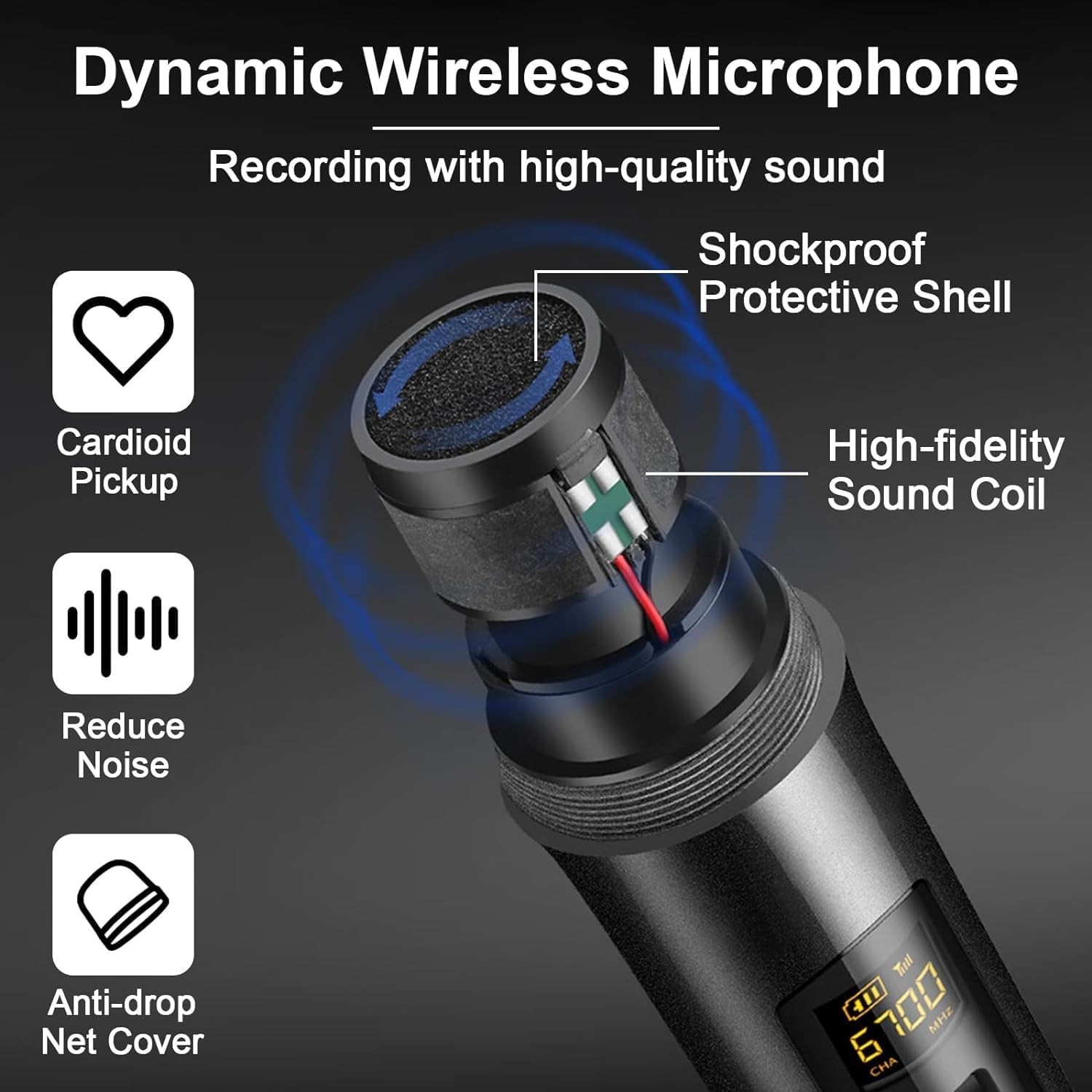 Rechargeable Handheld Wireless Microphone System – Perfect for Karaoke & Parties