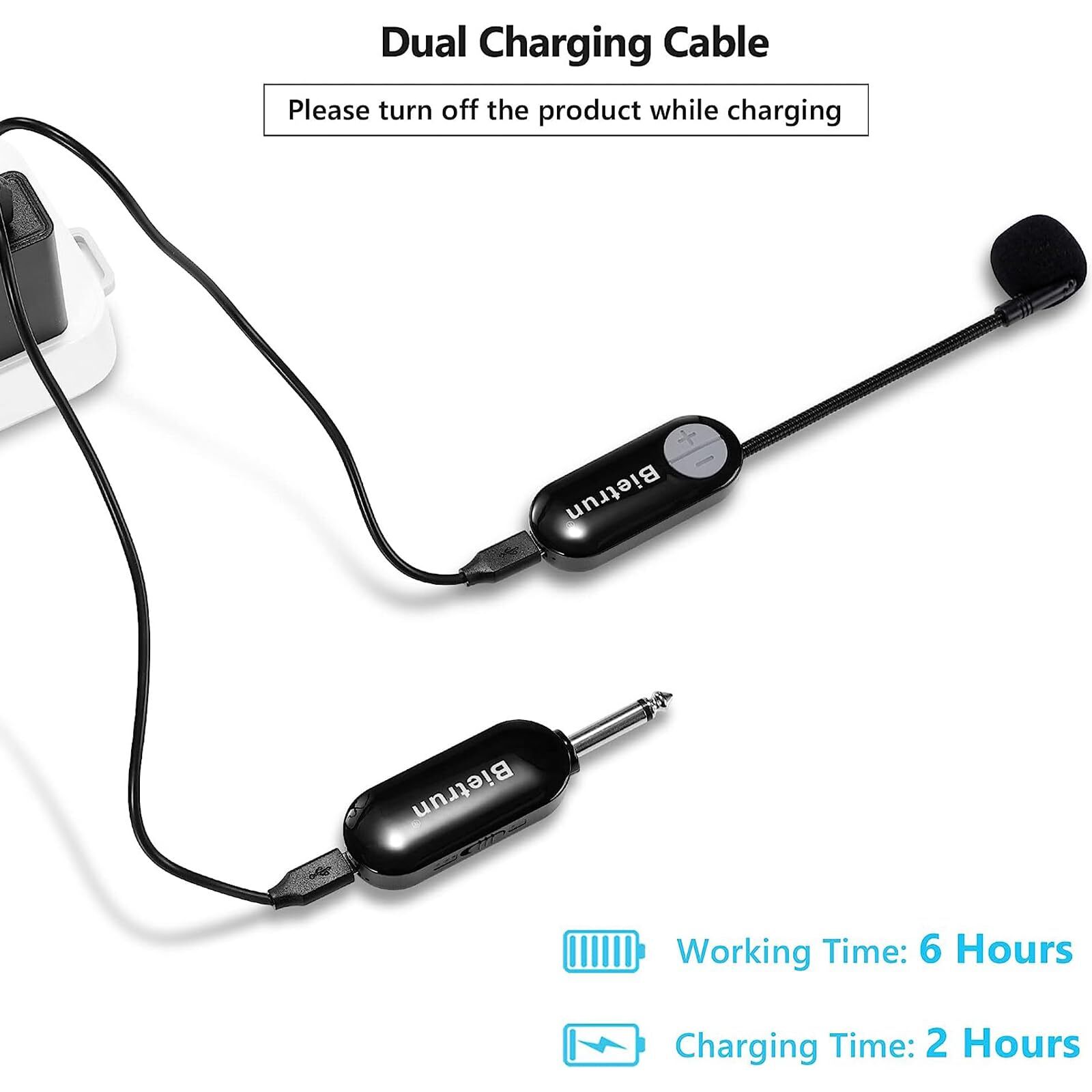 Wireless Microphone Headset With 1/4”plug 165ft Range Uhf Wireless Headset Mic