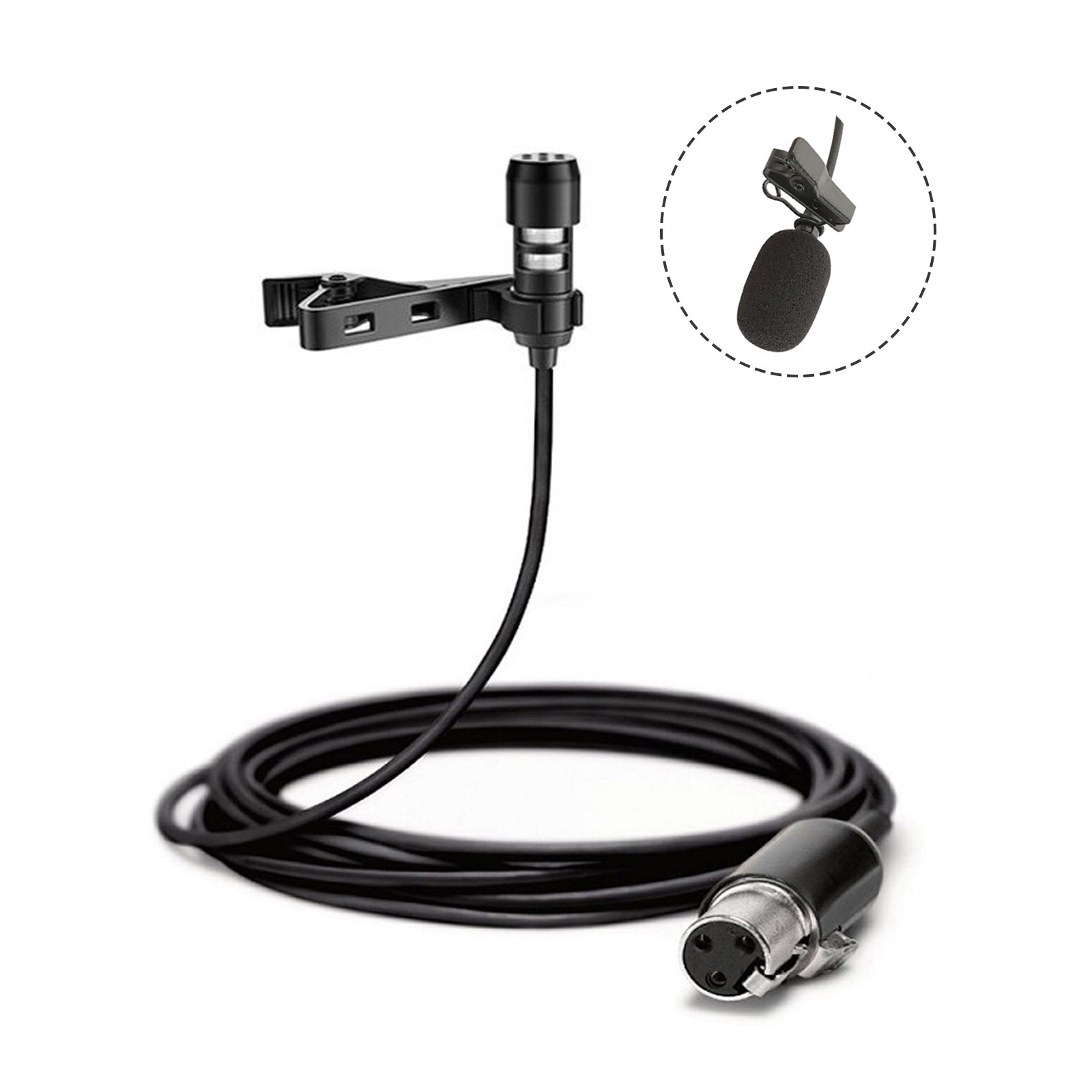 Black Lavalier Lapel Tie Clip Microphone For AKG Samson Wireless mini 3 Pin XLR