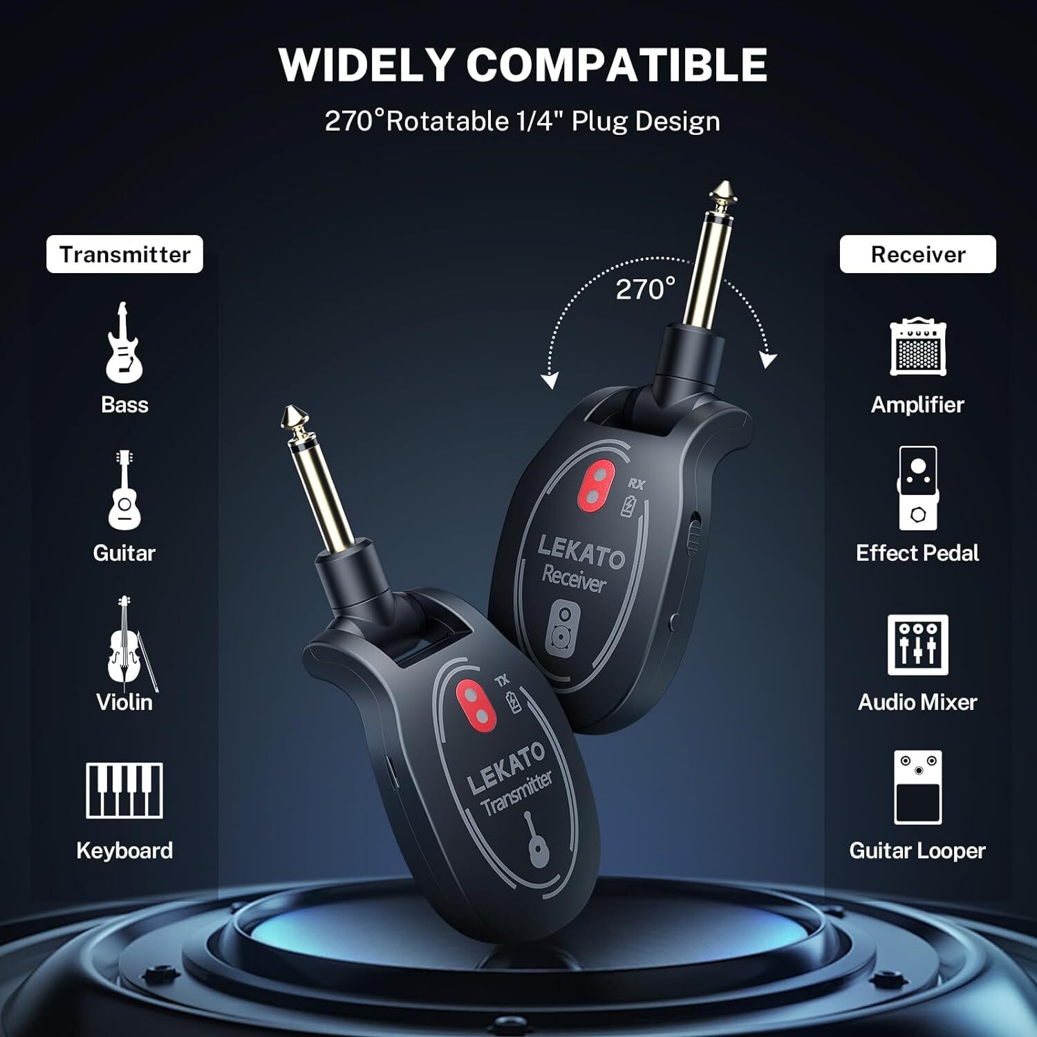 LEKATO L6 UHF Wireless Guitar Bass Systems Audio Wireless Transmitter Receiver