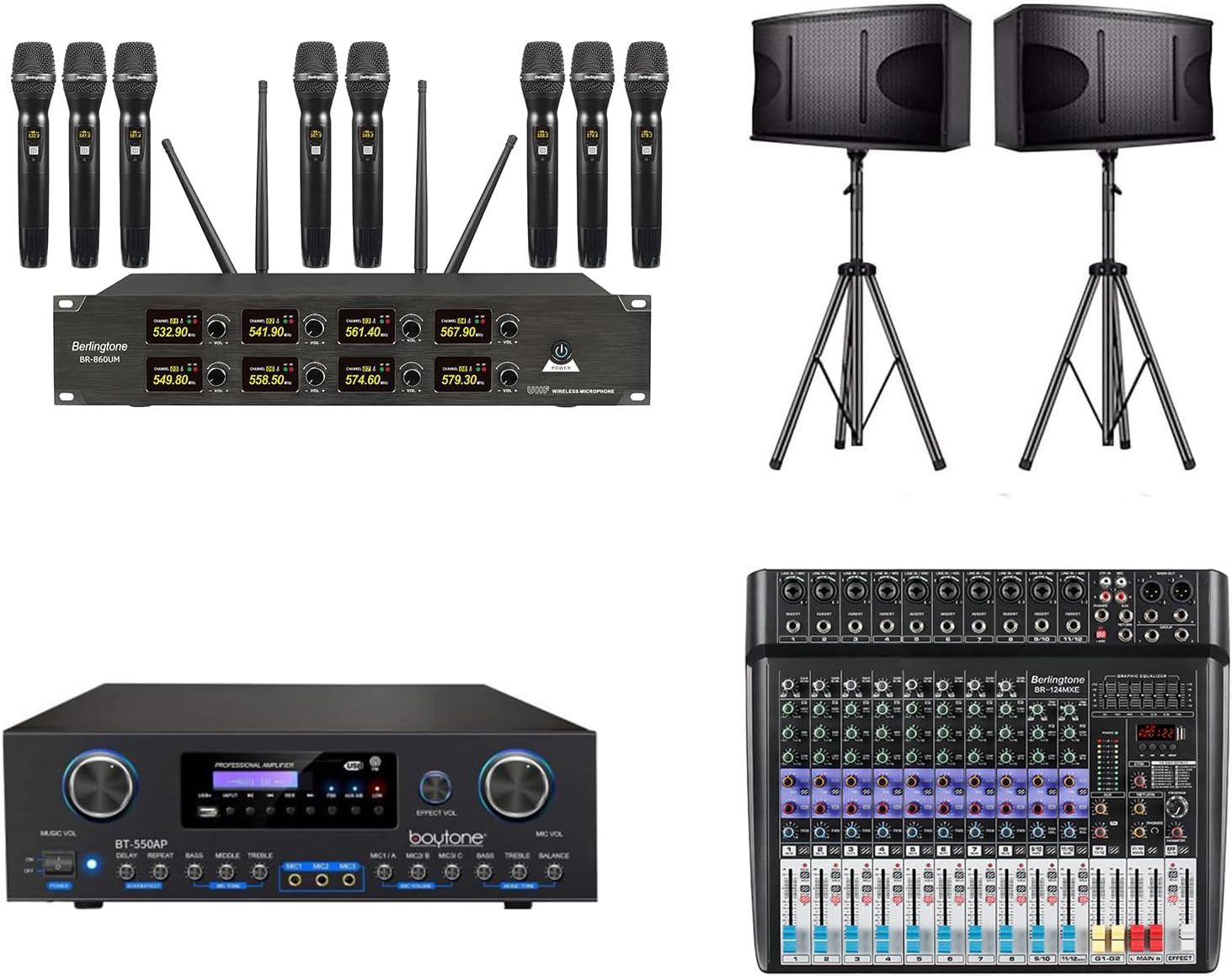8-Channel UHF Wireless Microphone System for Karaoke, DJ & Parties