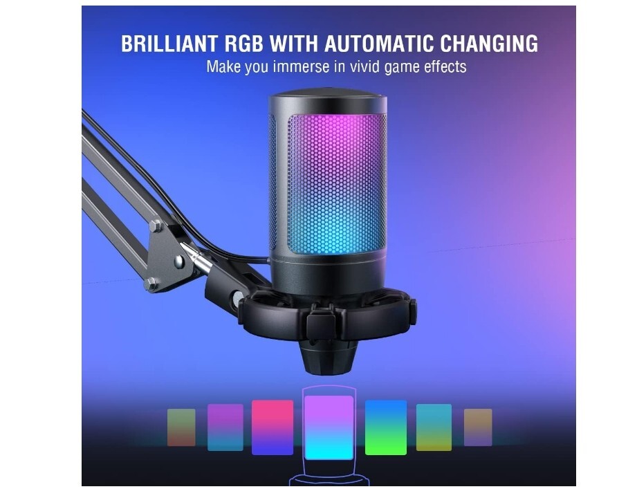 Gaming RGB USB Condenser Microphone, PC/PS5/Streaming/Podcast/Video-FIFINE A6NEO