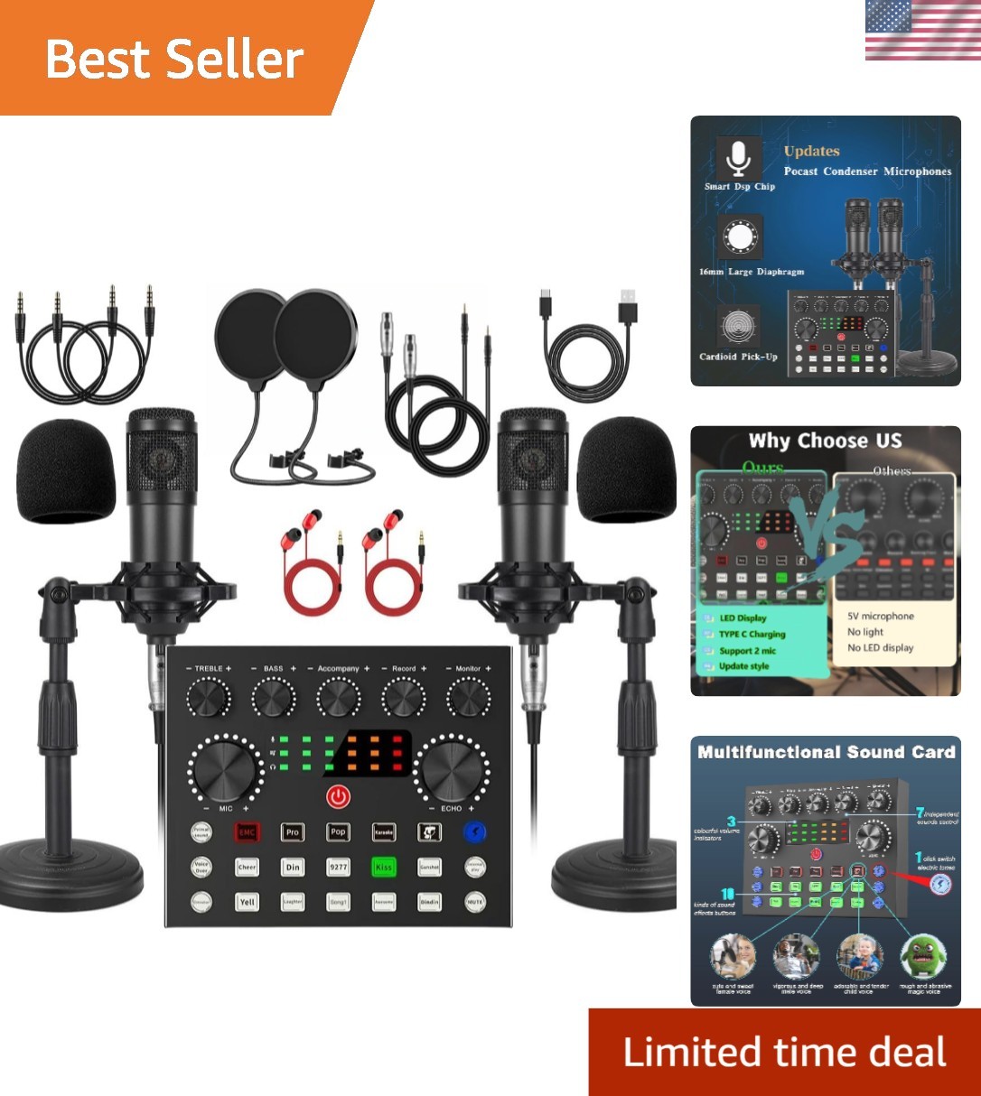 V8s for 2, V8s Voice Changer with BM-800 Podcast Microphone Bundle – Studio C…