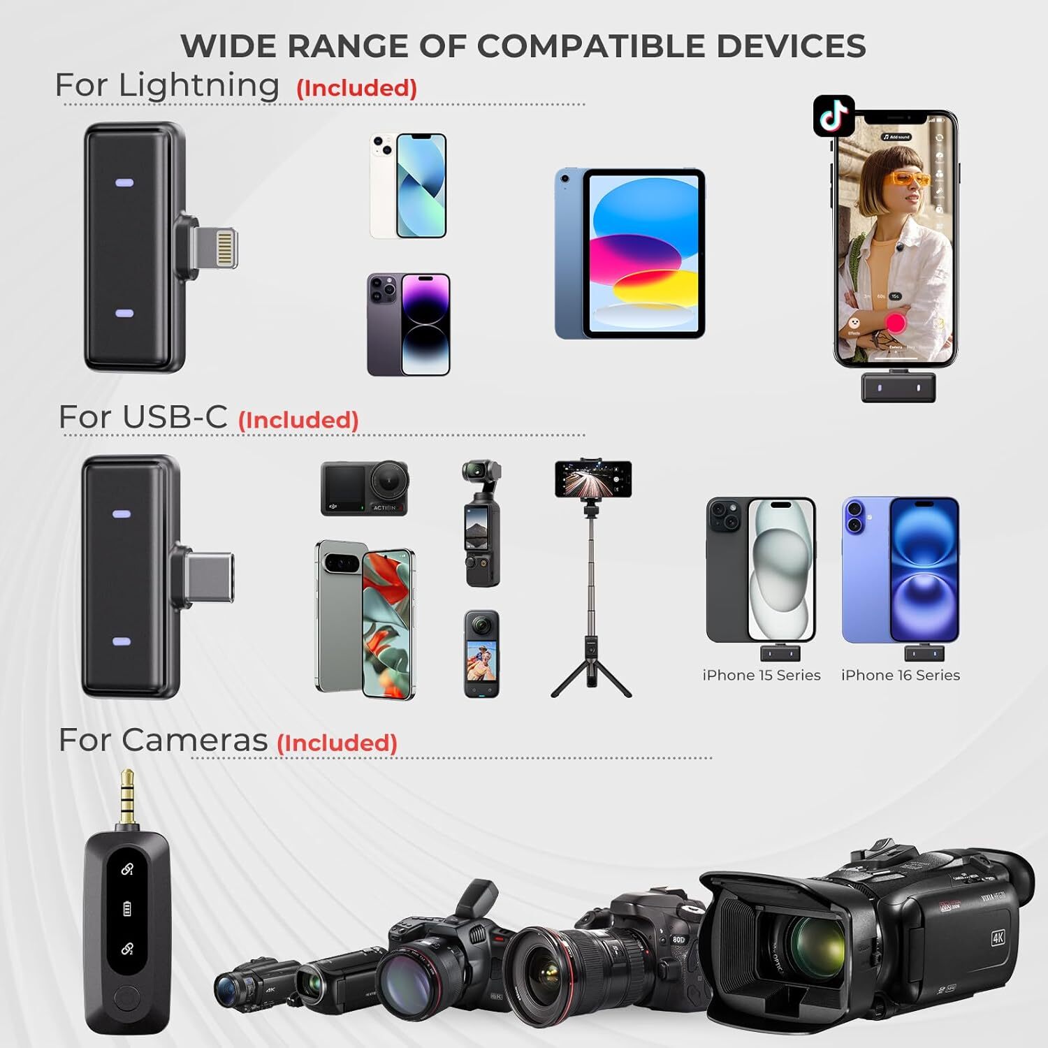 Moman Coin Wireless Lavalier Microphone With Lightning/USB-C/3.5mm Connector