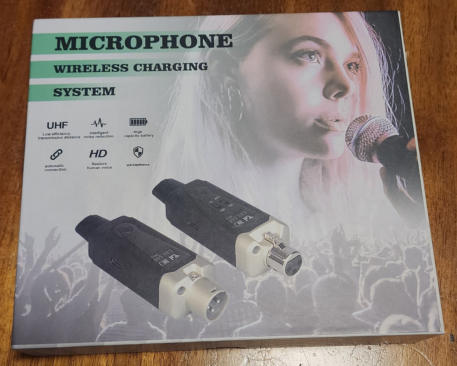 Wireless Microphone Transmitter Receiver Plug Charging System UHF HD Open Box