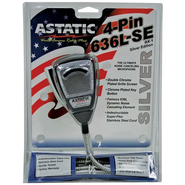 Astatic 636LSE Noise Canceling 4-Pin CB Microphone Silver Edition 302-10001SE