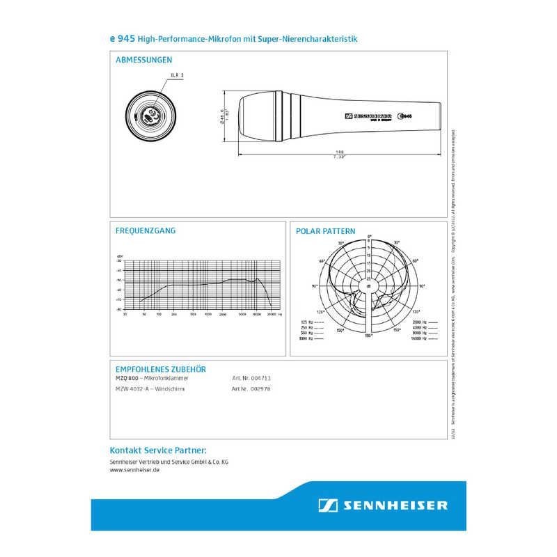 [New, unopened] SENNHEISER vocal microphone (dynamic type) e945 E945 unused ””