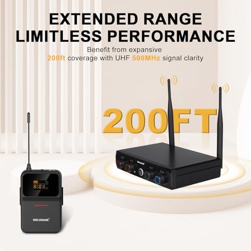 MELONARE 4 Channel Wireless Microphone System UHF