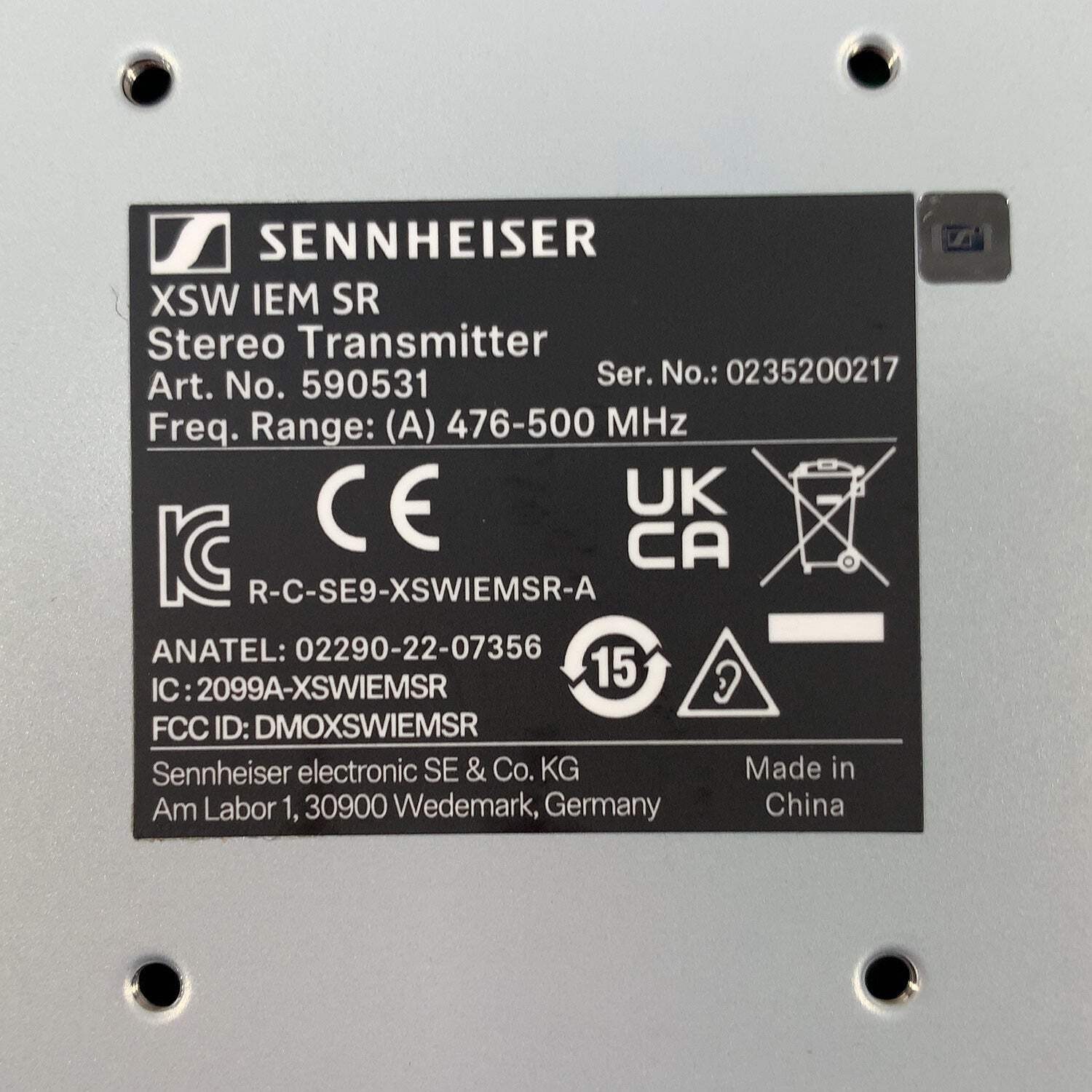Sennheiser XSW IEM SET A 476-500MHz Stereo wireless in-ear monitor system