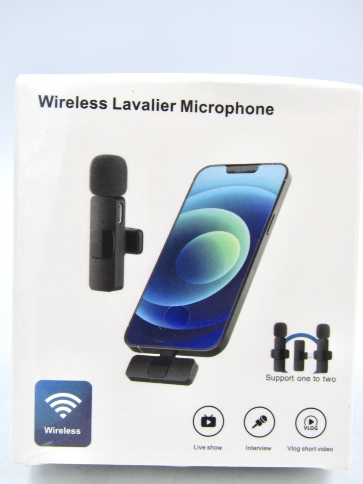 K60 Wireless Collar Clip Microphone, 2.4GHz Noise Cancellation, for iPhone