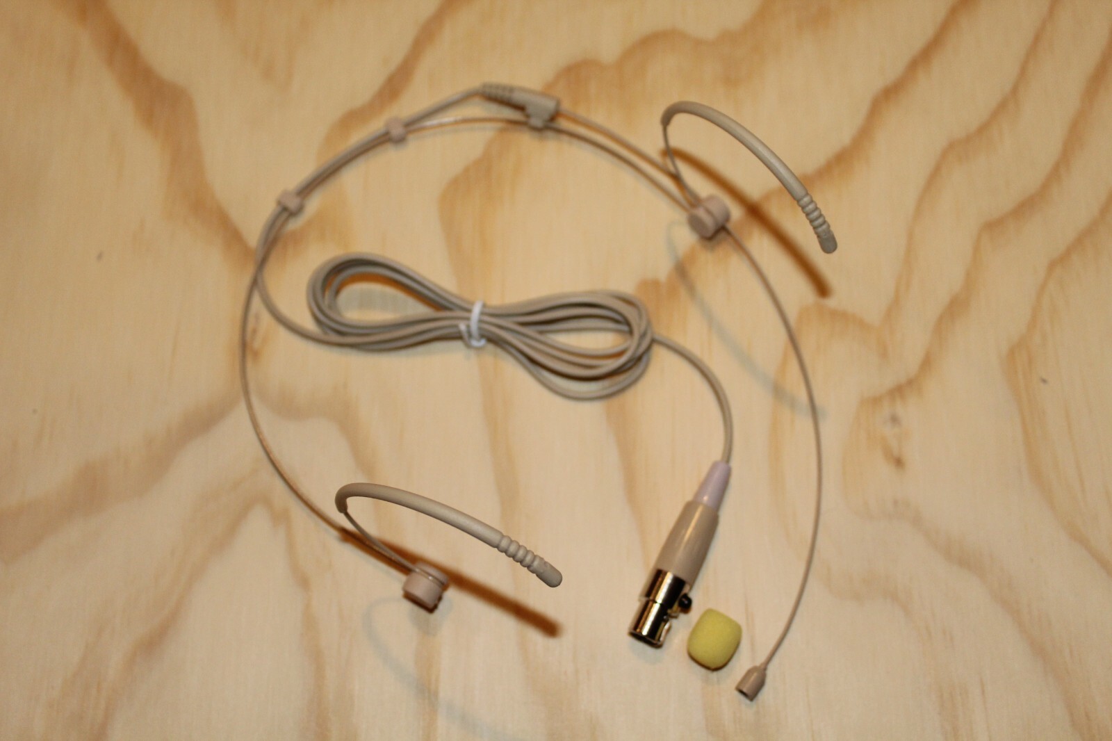 Beige Double Earhook Headset Mic for Shure Wireless w/TA4F 4pin mini XLR *NEW*