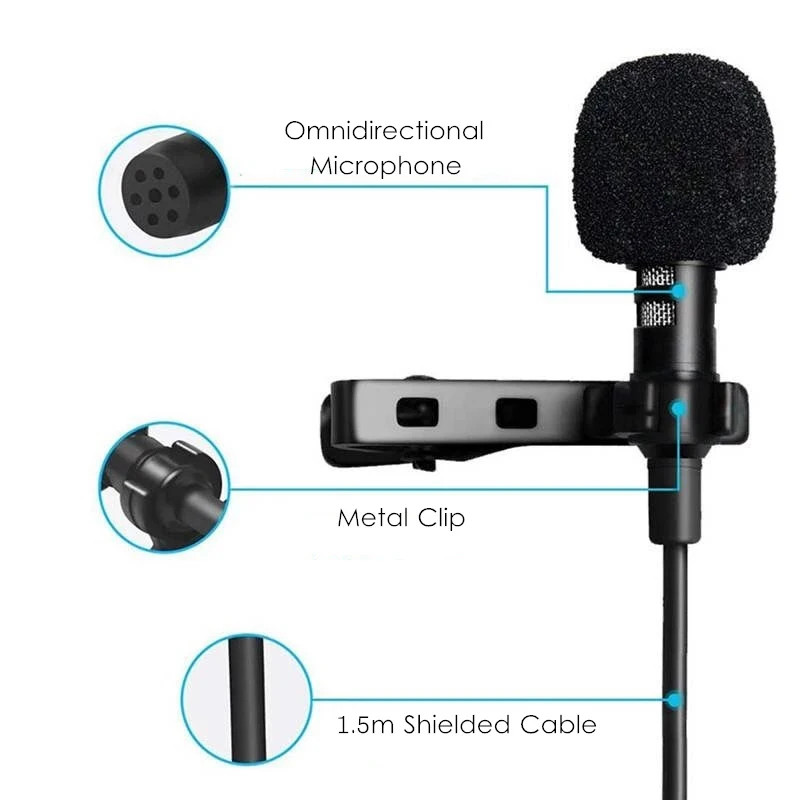 3.5Mm Wired Microfon Mini Microphone Condenser USB Type C Lavalier Clip Professi