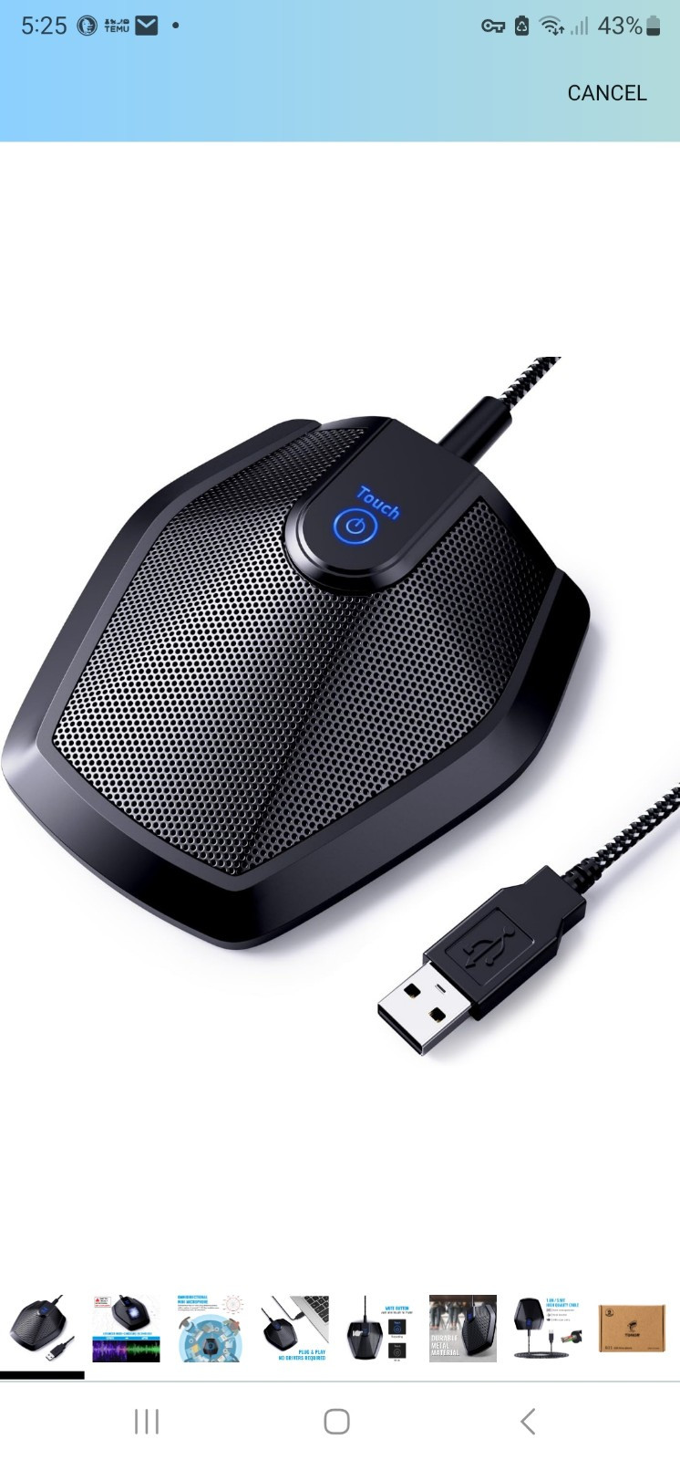TONOR Conference USB Microphone, Omnidirectional Condenser PC Mic for Video G11
