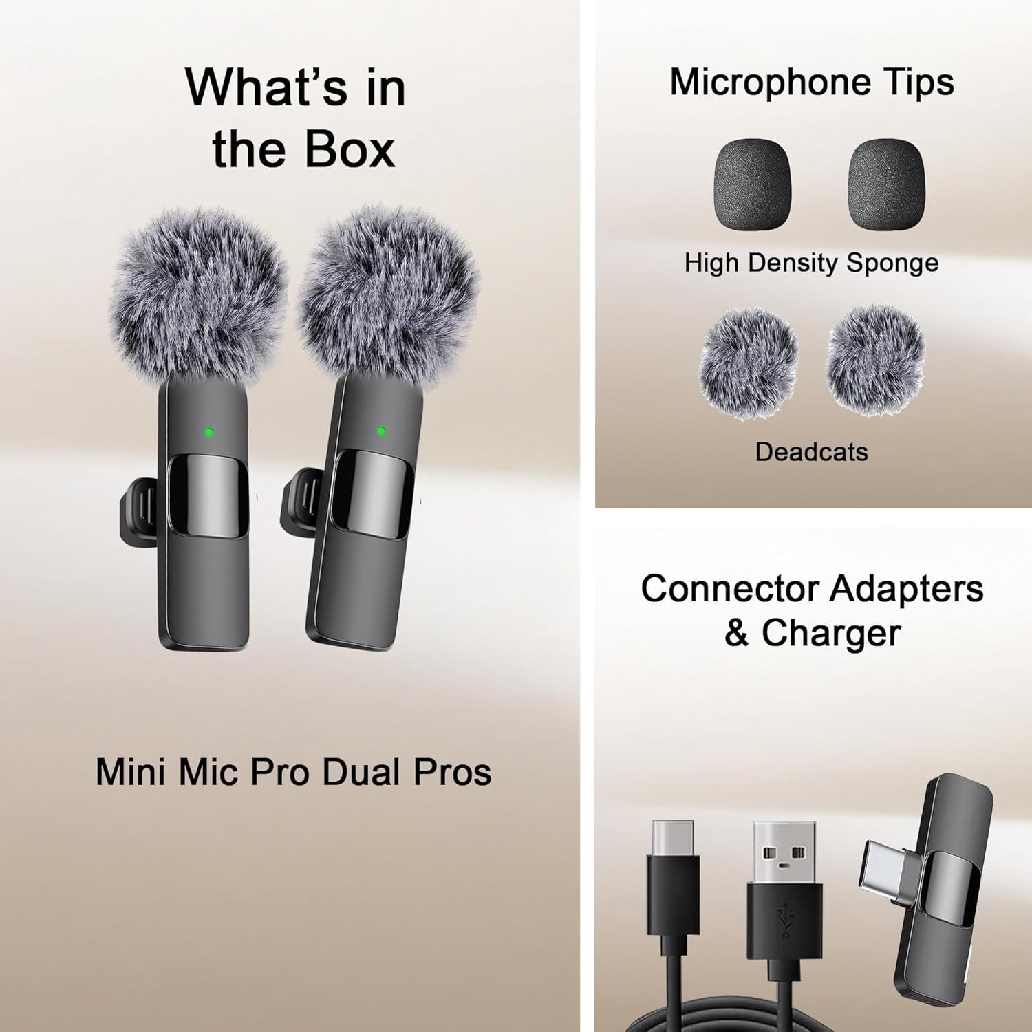 Wireless Lavalier Microphone Mic Audio Video Recording For Android iPhone 16,17