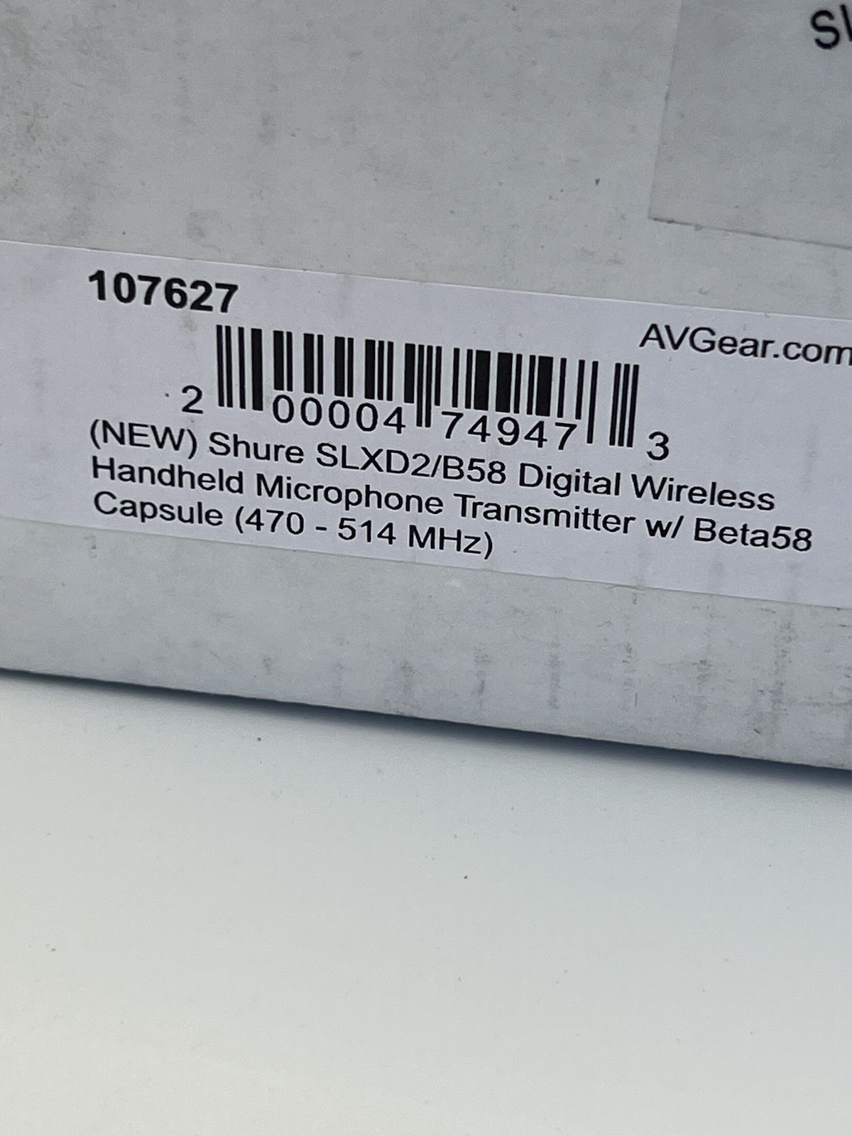 Shure SLXD2/B58 G58 Wireless Handheld Transmitter Mic with Beta 58 Capsule