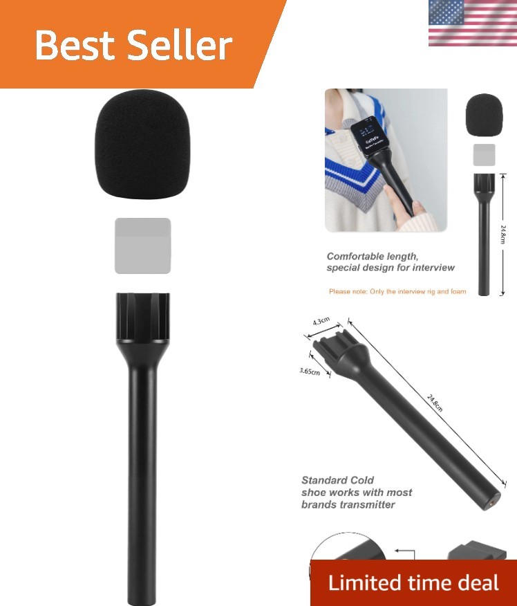 CaTeFo Microphone Interview Handle GO Handheld Adapter with Black