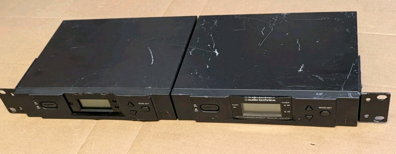 2x AudioTech ATW-R310 UHF Wireless Diversity Receiver 655-680 MHz W/ Power Cable