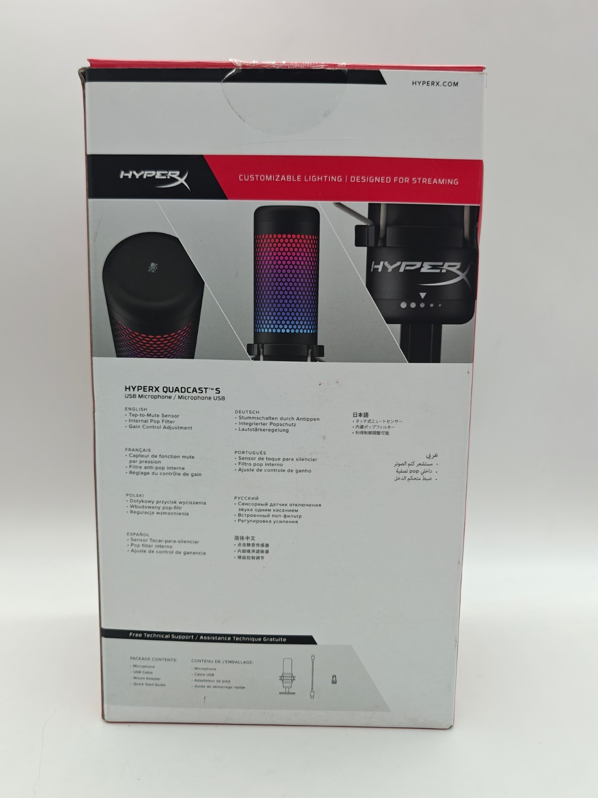 HyperX QuadCast S Standalone Microphone RGB Lighting For Streamers 4P5P7AA F/S
