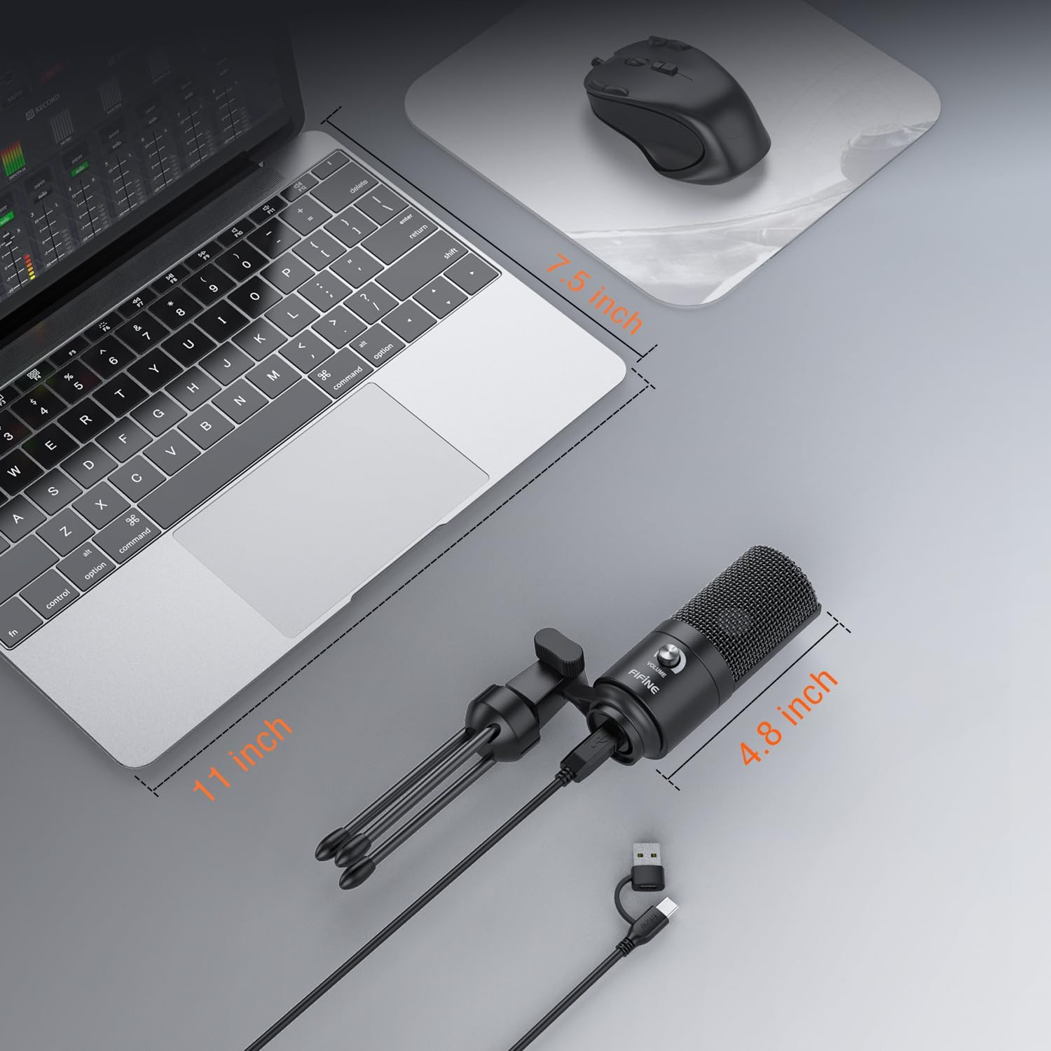 USB Microphone, Metal Condenser Recording Microphone for MAC OS, Windows, Cardio