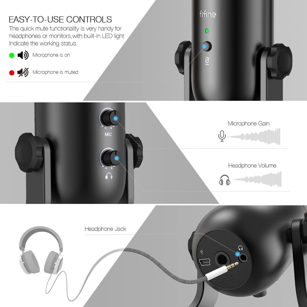 Fifine Studio Microphone For Recording – Streaming – Gaming – Pc-Console – USB