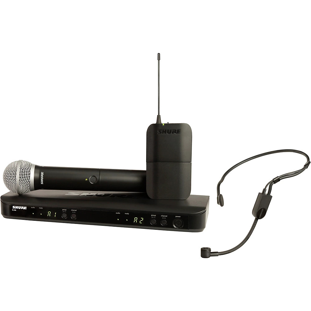 Shure BLX1288 Combo System WPGA31 Headset Microphone and PG58 Handheld Band H11