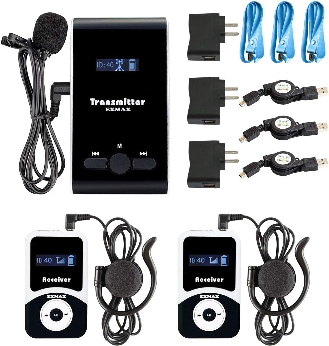EXMAX EX-100 Wireless Guide Monitoring Acoustic Audio Voice Transmission – 1T2R