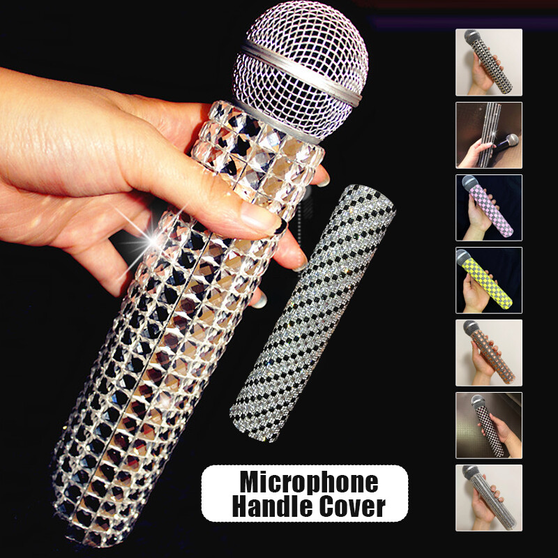 Rhinestone Microphone Handle Cover Sleeve Protector Prop Sparkly Accessories