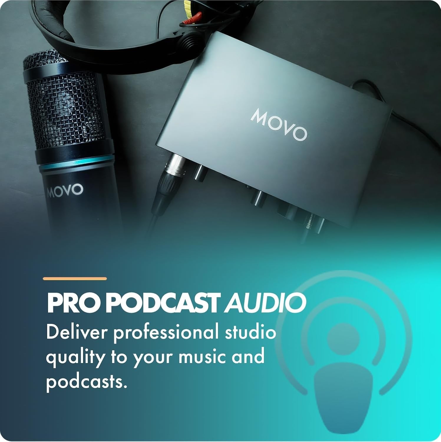 Movo PodPak2T Podcast Equipment Bundle 2-Pack Cardioid Microphone Kit + MDX-1