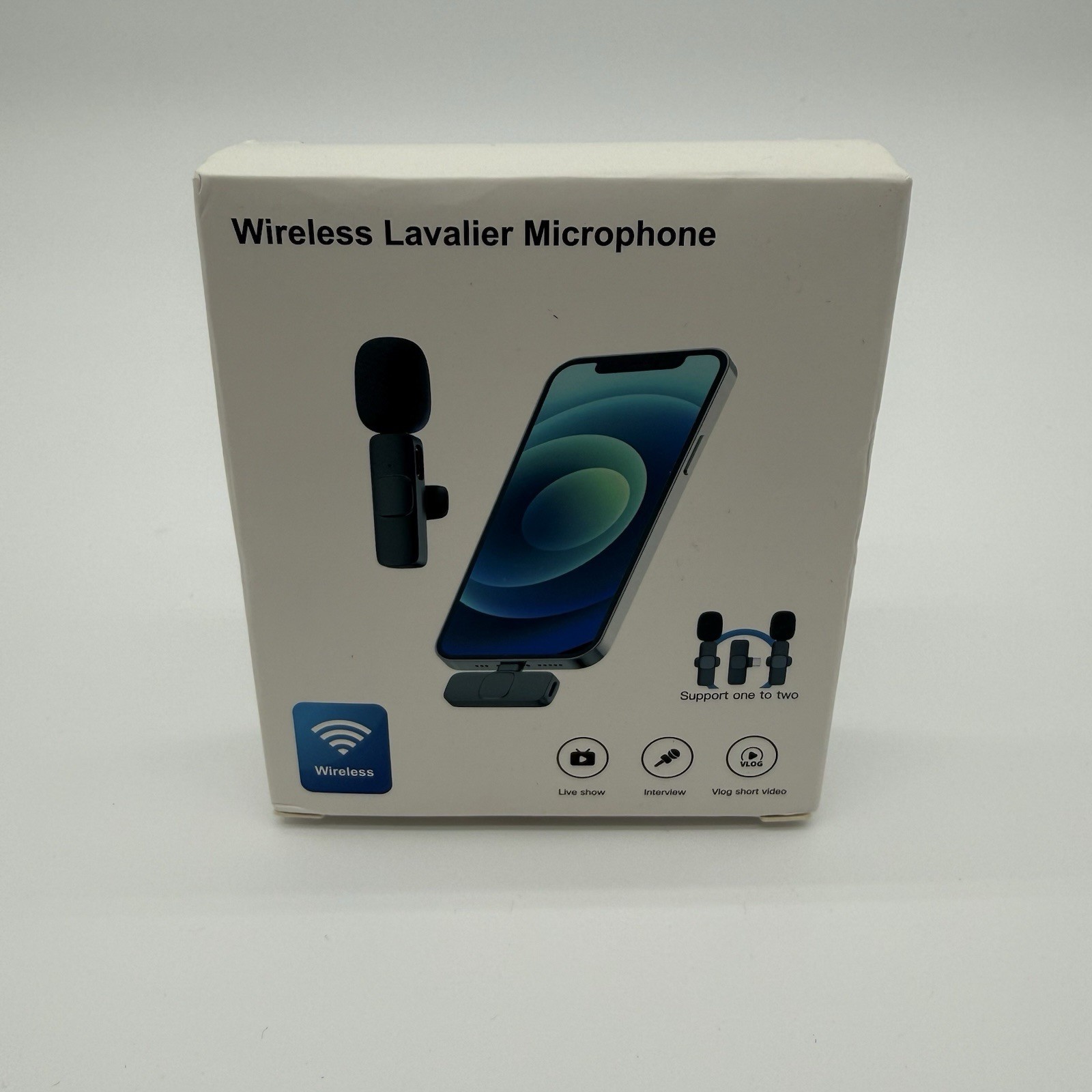 Wireless Lavalier Microphone for iPhone Dual Mic Set Plug & Play Vlog Recording
