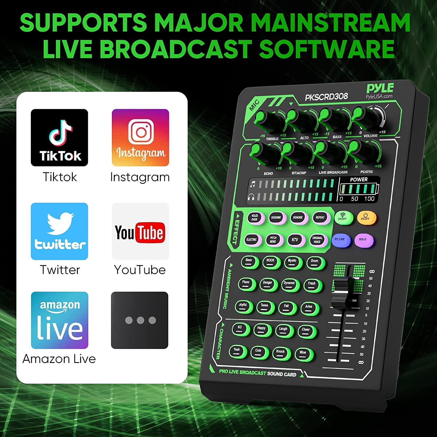 PylePro PKSCRD308 Compact Pro Live Broadcast Sound Card & Mic Set