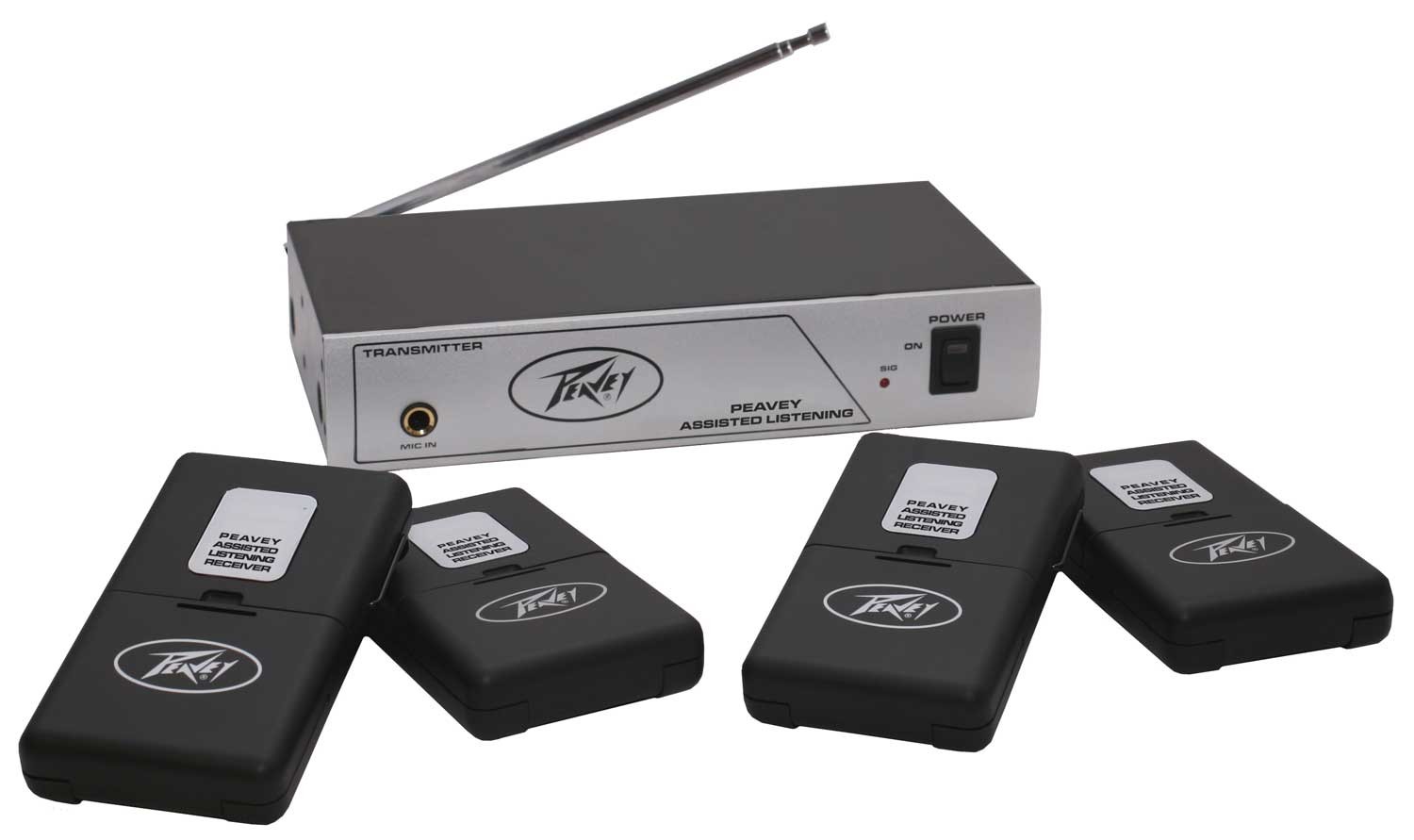 Peavey Assisted Listening System 72.1MHz Transmitter 4 Receivers Earbuds